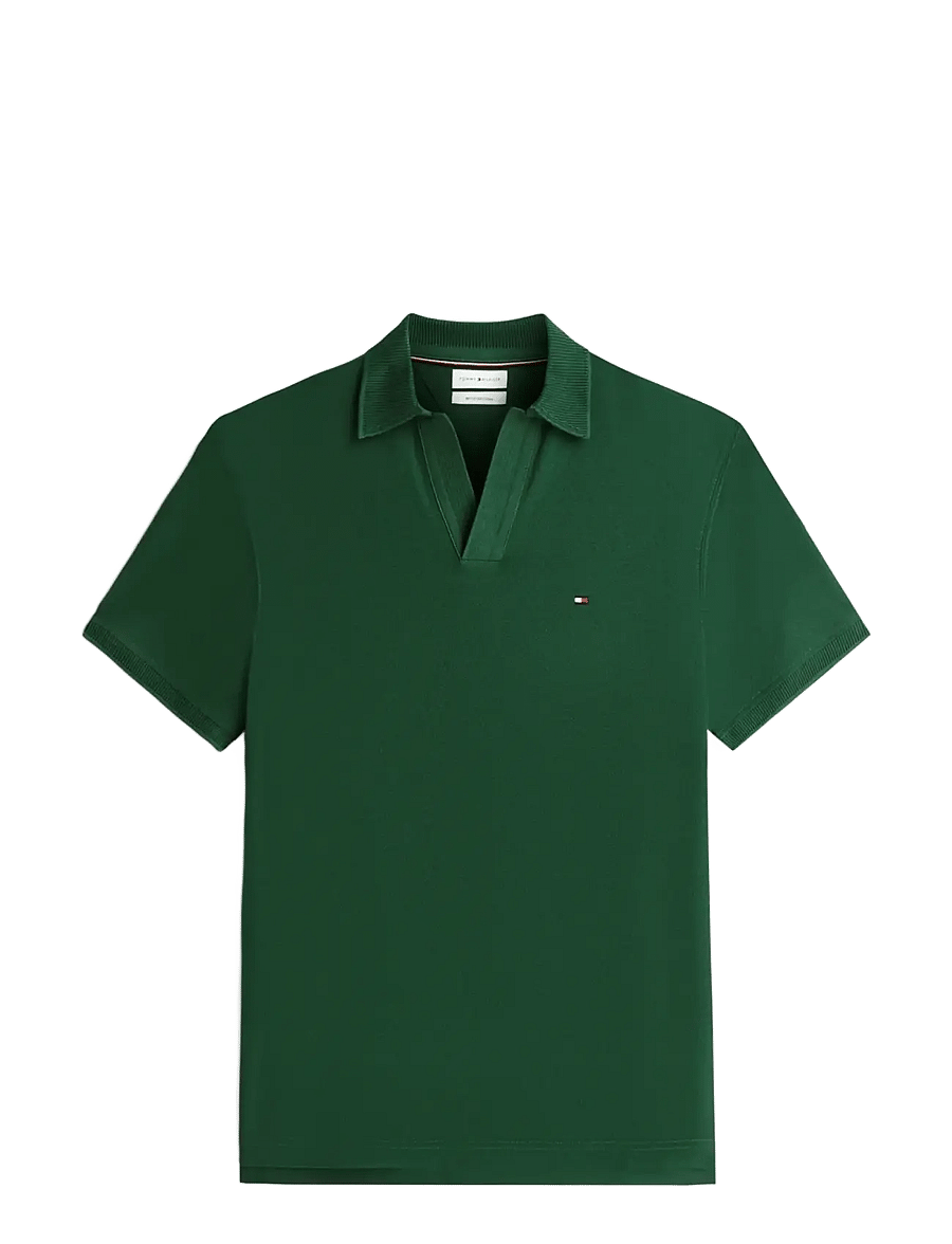 Tommy Hilfiger - V NECK CREPE CLASSIC POLO - kortærmede poloer - street green - 1