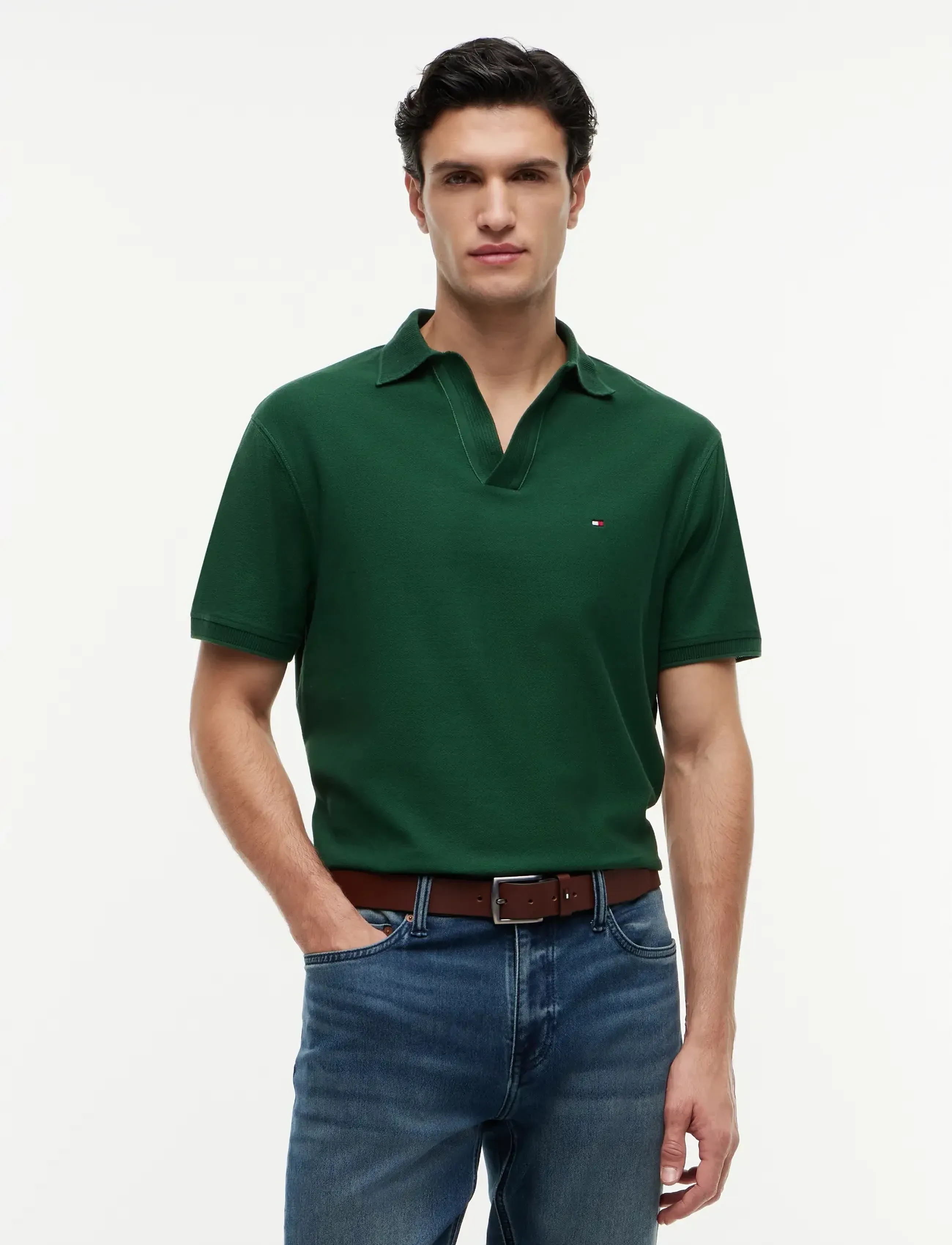 V Neck Crepe Classic Polo