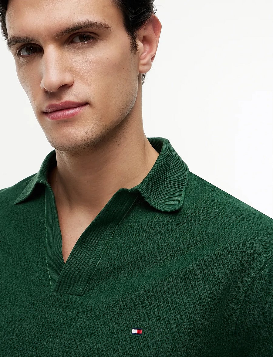 Tommy Hilfiger - V NECK CREPE CLASSIC POLO - kortærmede poloer - street green - 3