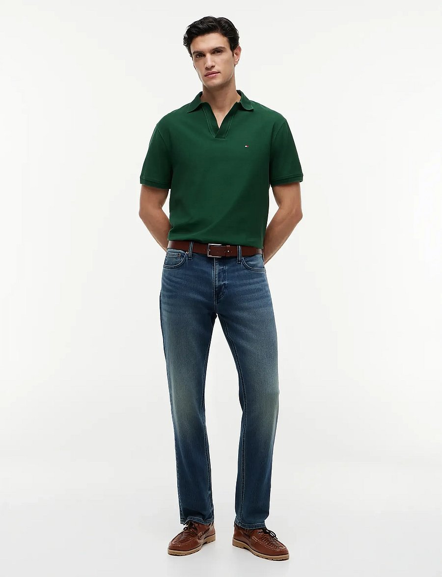Tommy Hilfiger - V NECK CREPE CLASSIC POLO - kortærmede poloer - street green - 4