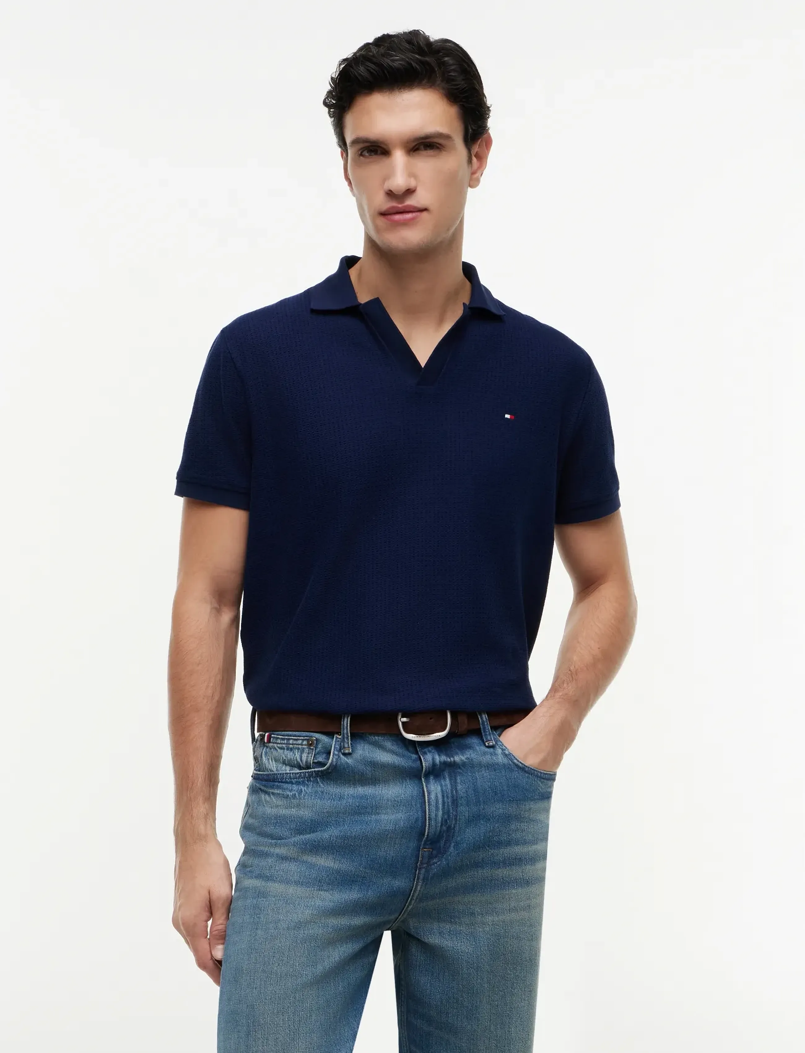 Tommy Hilfiger JONNY COLLAR TEXTURE REG POLO - Shop efter stil - CARBON NAVY / navy