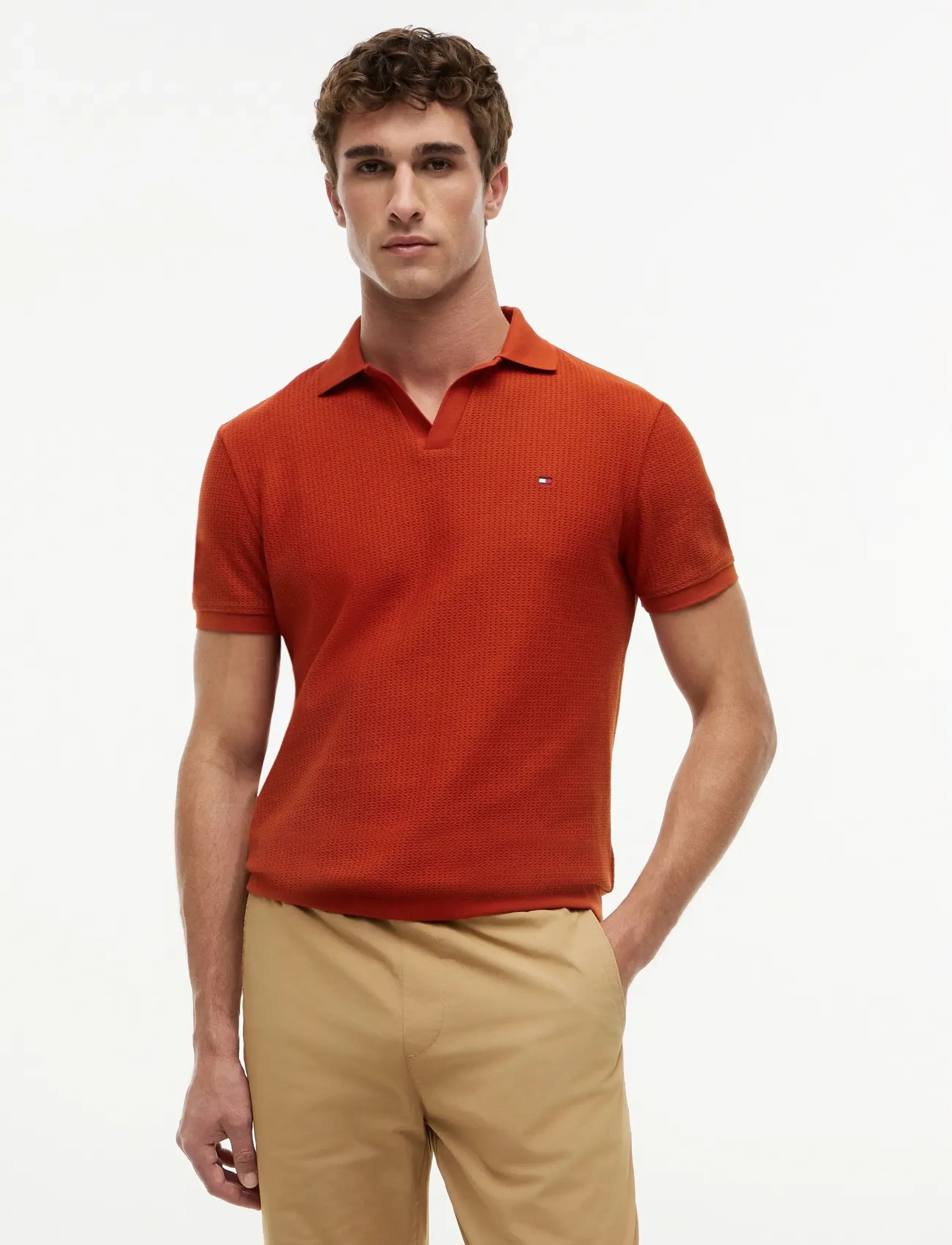 Tommy Hilfiger JONNY COLLAR TEXTURE REG POLO - Tommy Hilfiger - RUSTY OCHRE / orange