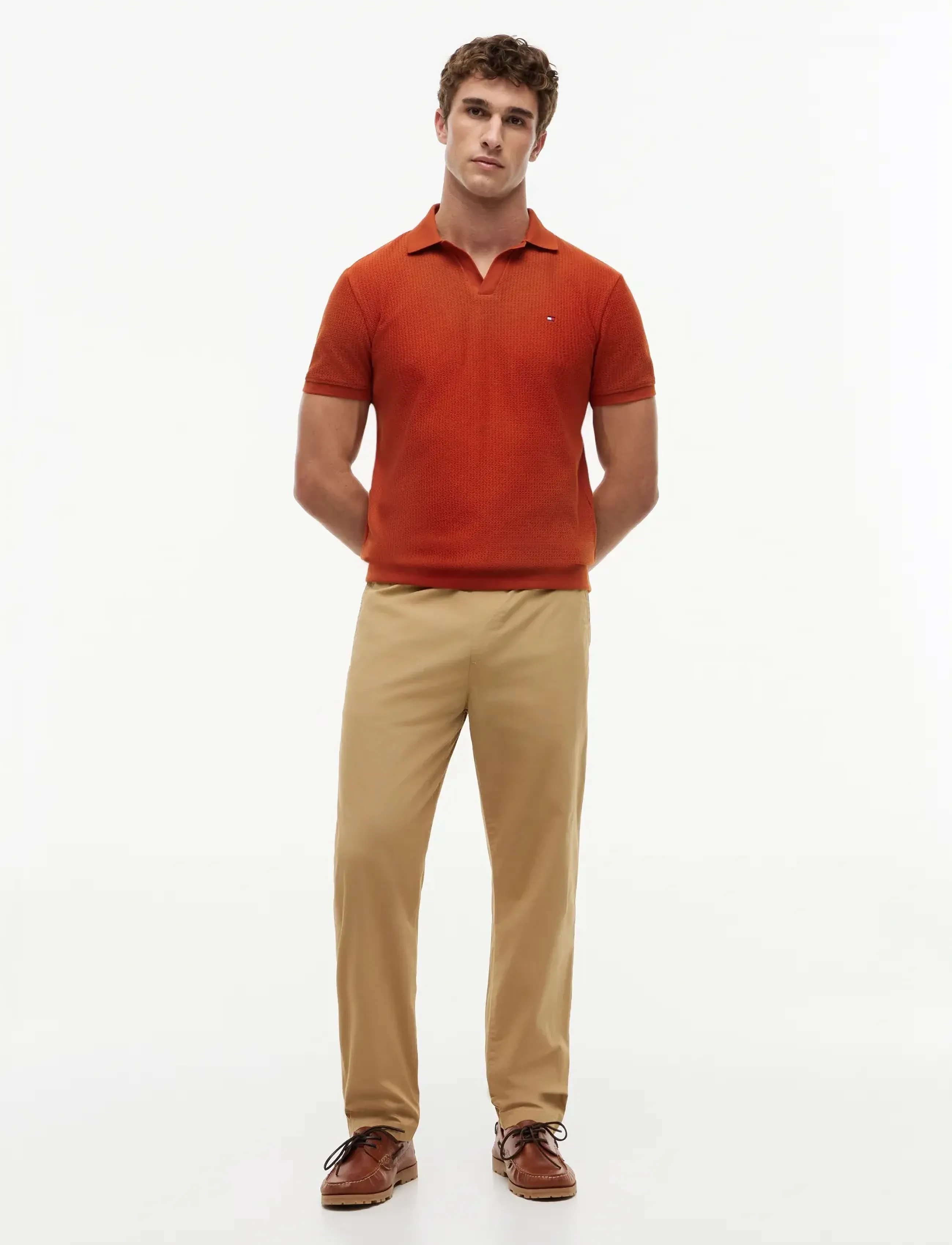 Tommy Hilfiger - JONNY COLLAR TEXTURE REG POLO - kootud polosärgid - rusty ochre - 4