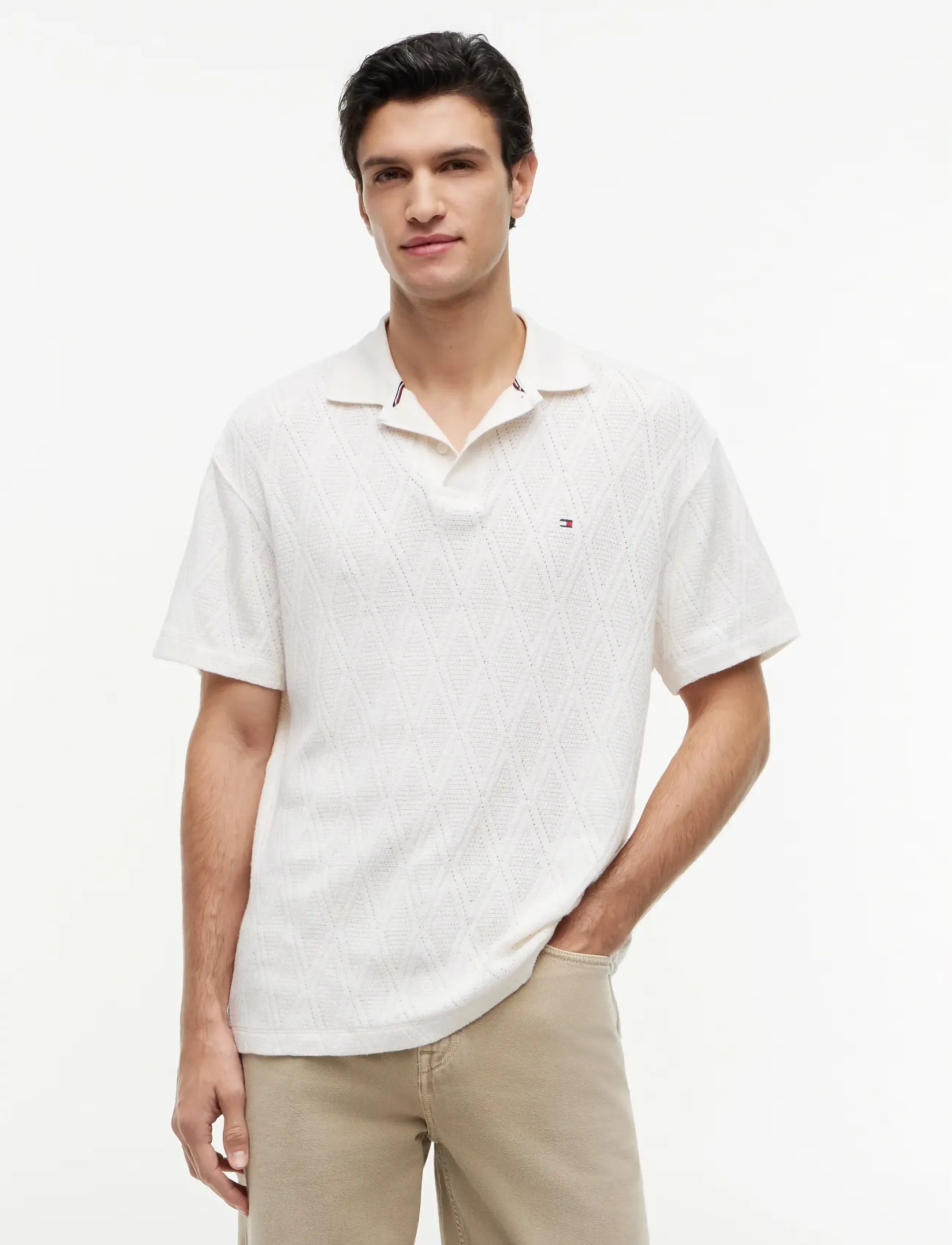 Tommy Hilfiger JACQUARD CLASSIC FIT POLO - Tommy Hilfiger - IVORY PETAL / cream