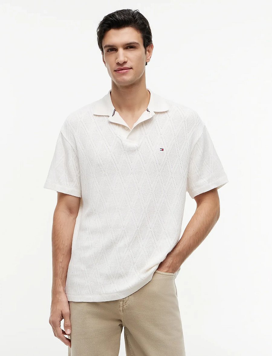 Tommy Hilfiger - JACQUARD CLASSIC FIT POLO - short-sleeved polos - ivory petal - 0