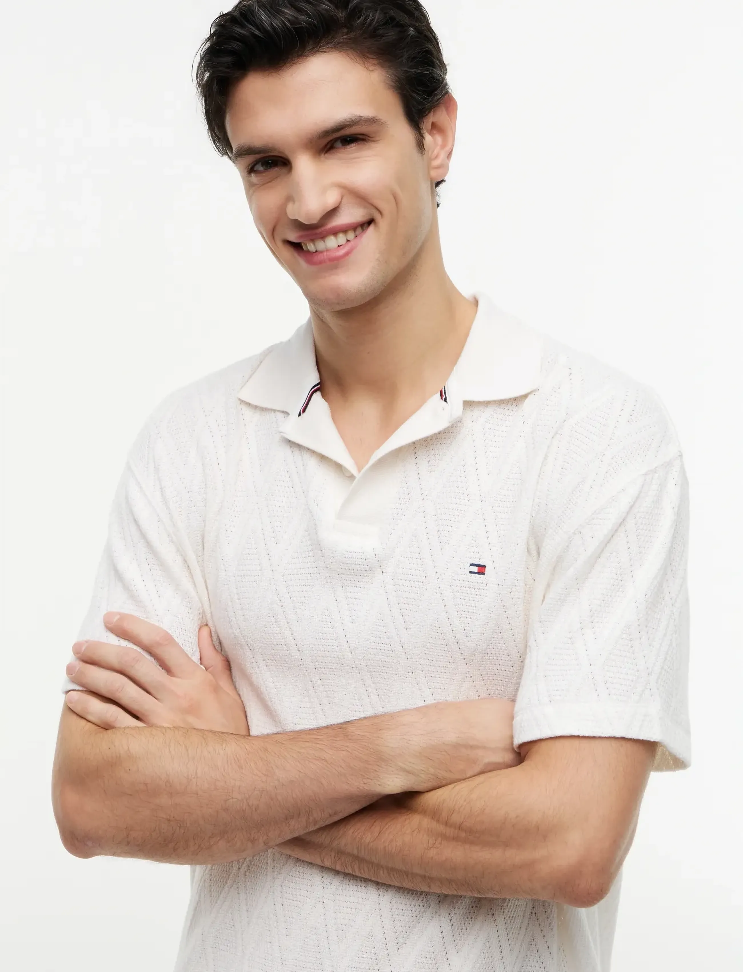 Tommy Hilfiger - JACQUARD CLASSIC FIT POLO - short-sleeved polos - ivory petal - 3
