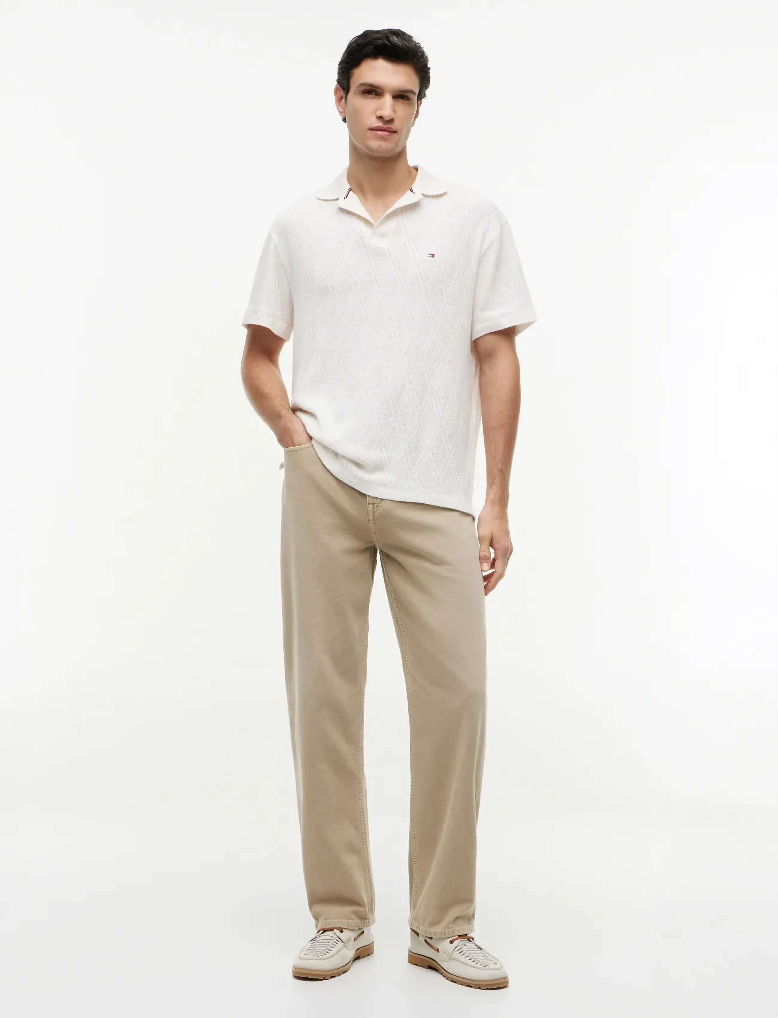 Tommy Hilfiger - JACQUARD CLASSIC FIT POLO - short-sleeved polos - ivory petal - 4