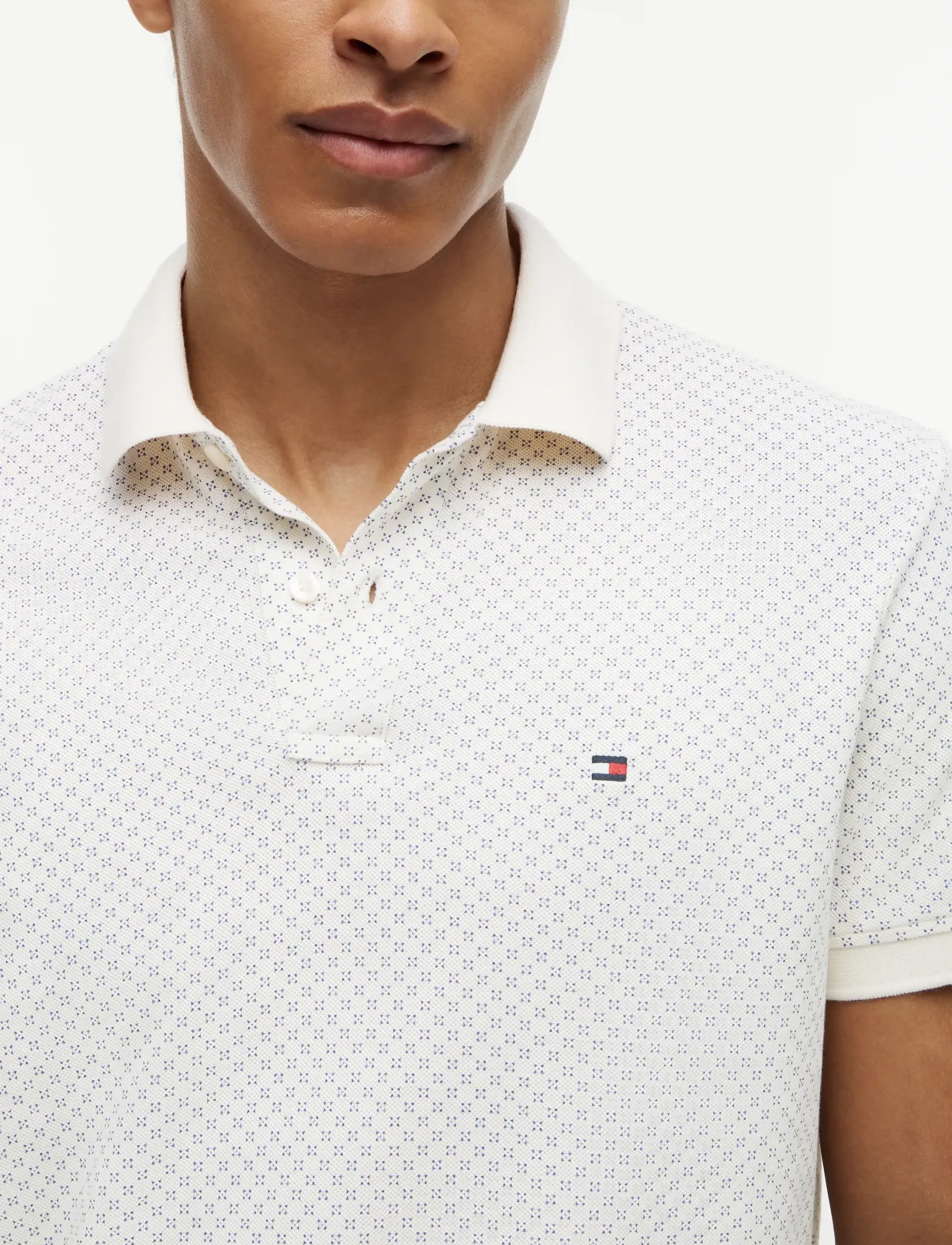 Tommy Hilfiger - MICROPRINT PIQUE REG POLO - kortärmade pikéer - ivory petal - 3