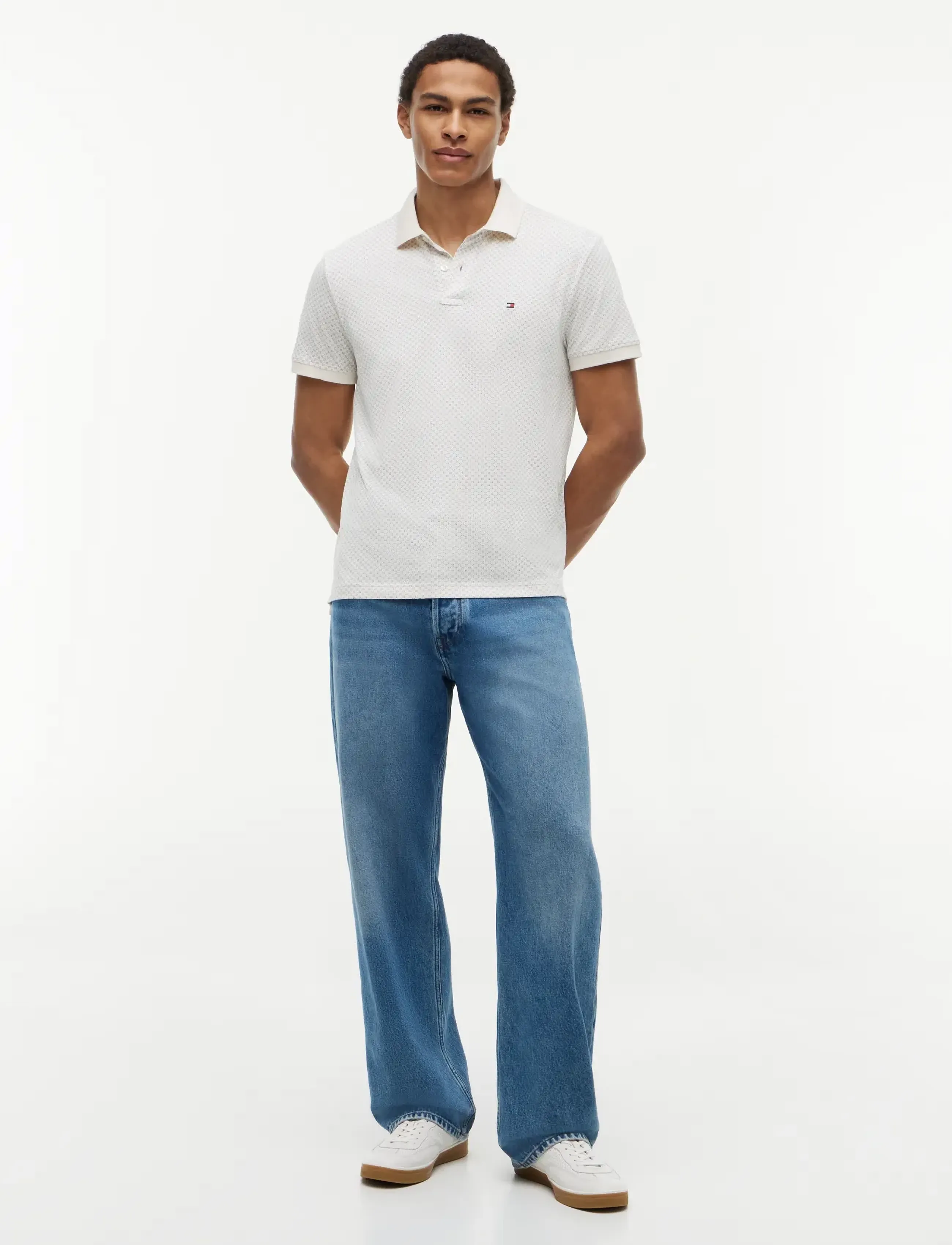 Tommy Hilfiger - MICROPRINT PIQUE REG POLO - kortärmade pikéer - ivory petal - 4
