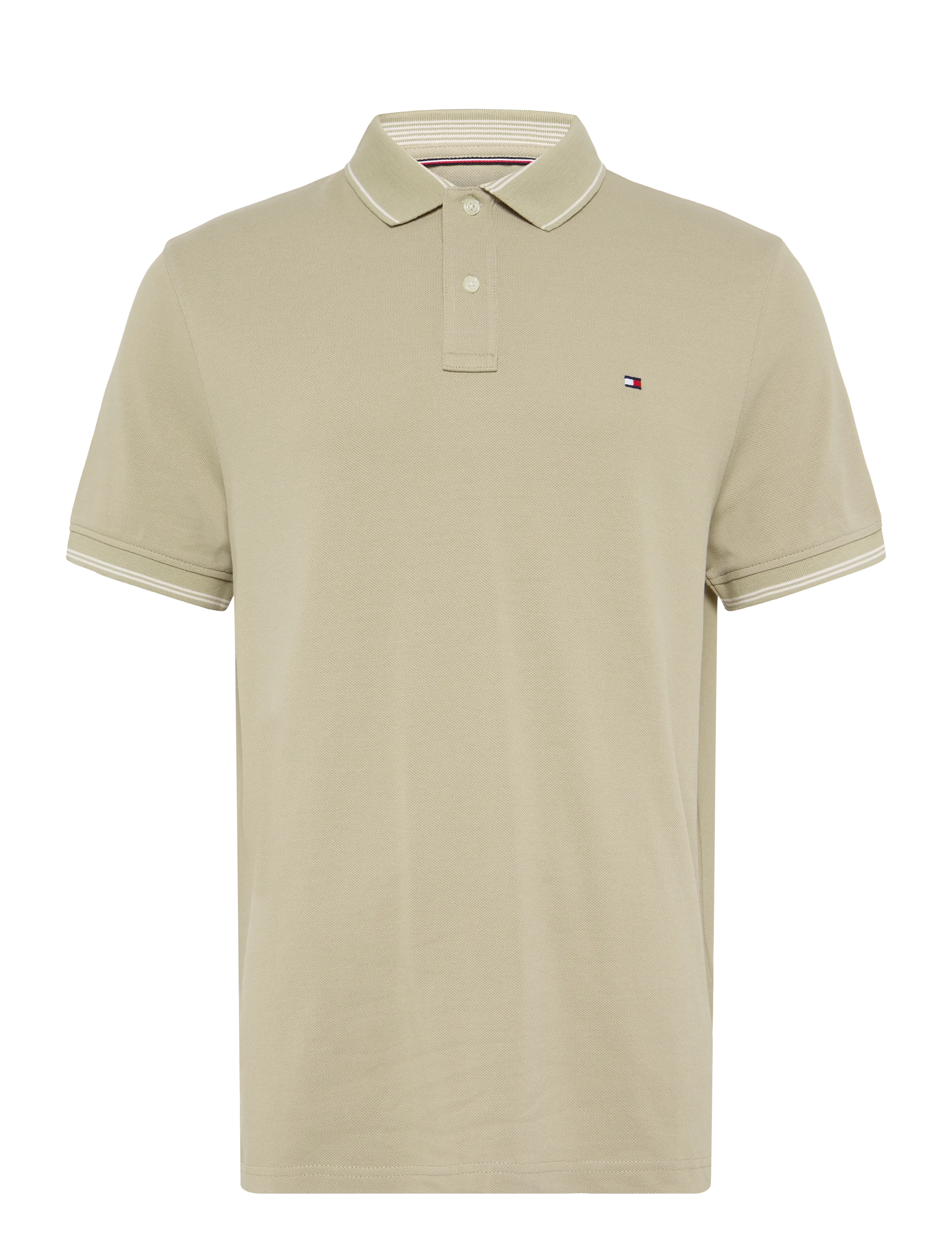 Tommy Hilfiger STRIPE UNDERCLLR PIQUE REG POLO - Tommy Hilfiger - BATIQUE KHAKI / khaki/green