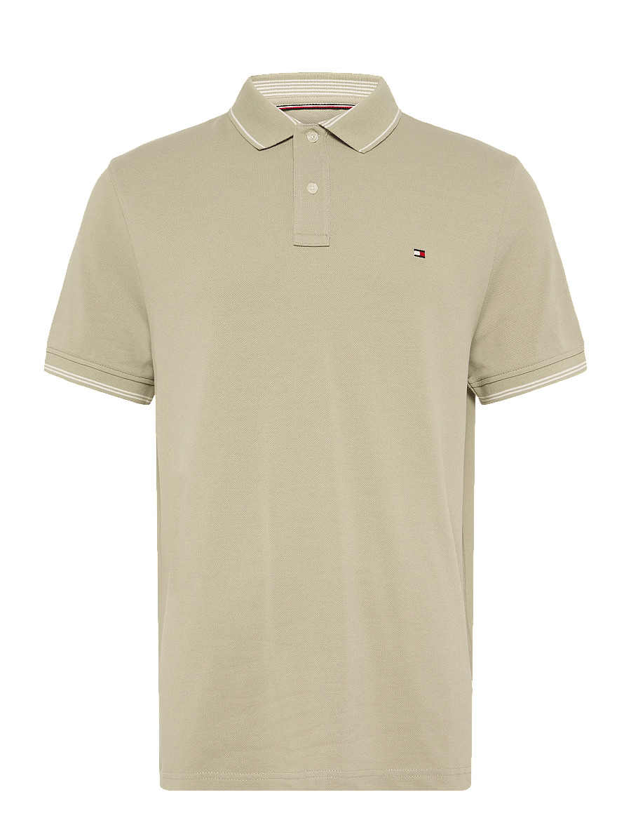 Tommy Hilfiger - STRIPE UNDERCLLR PIQUE REG POLO - kurzärmelig - batique khaki - 0