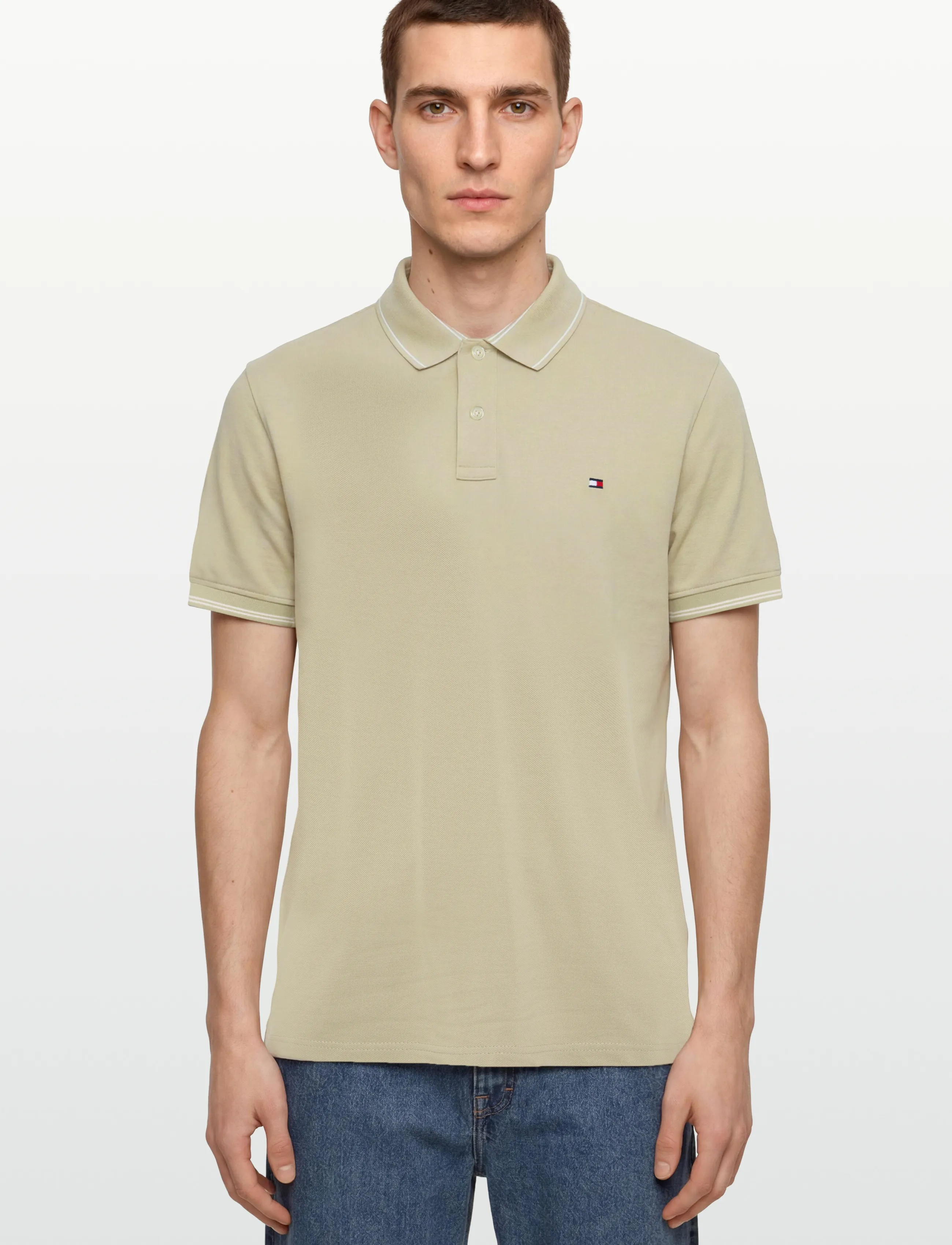Tommy Hilfiger - STRIPE UNDERCLLR PIQUE REG POLO - kortärmade pikéer - batique khaki - 3