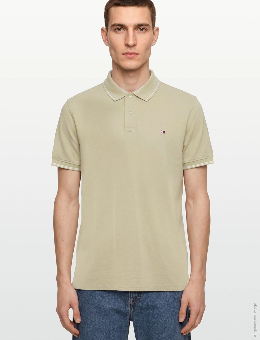 Tommy Hilfiger - STRIPE UNDERCLLR PIQUE REG POLO - kortärmade pikéer - batique khaki - 3