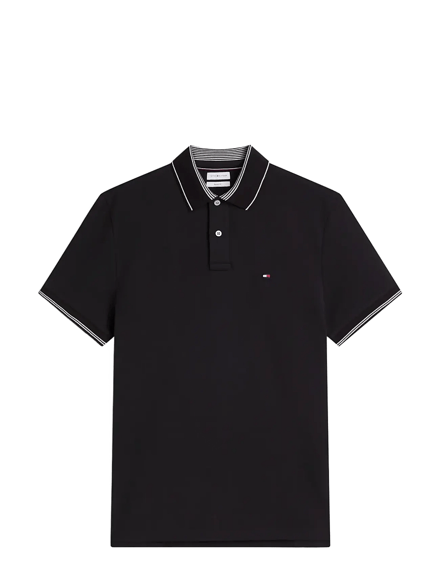 Tommy Hilfiger - STRIPE UNDERCLLR PIQUE REG POLO - kortärmade pikéer - black - 1