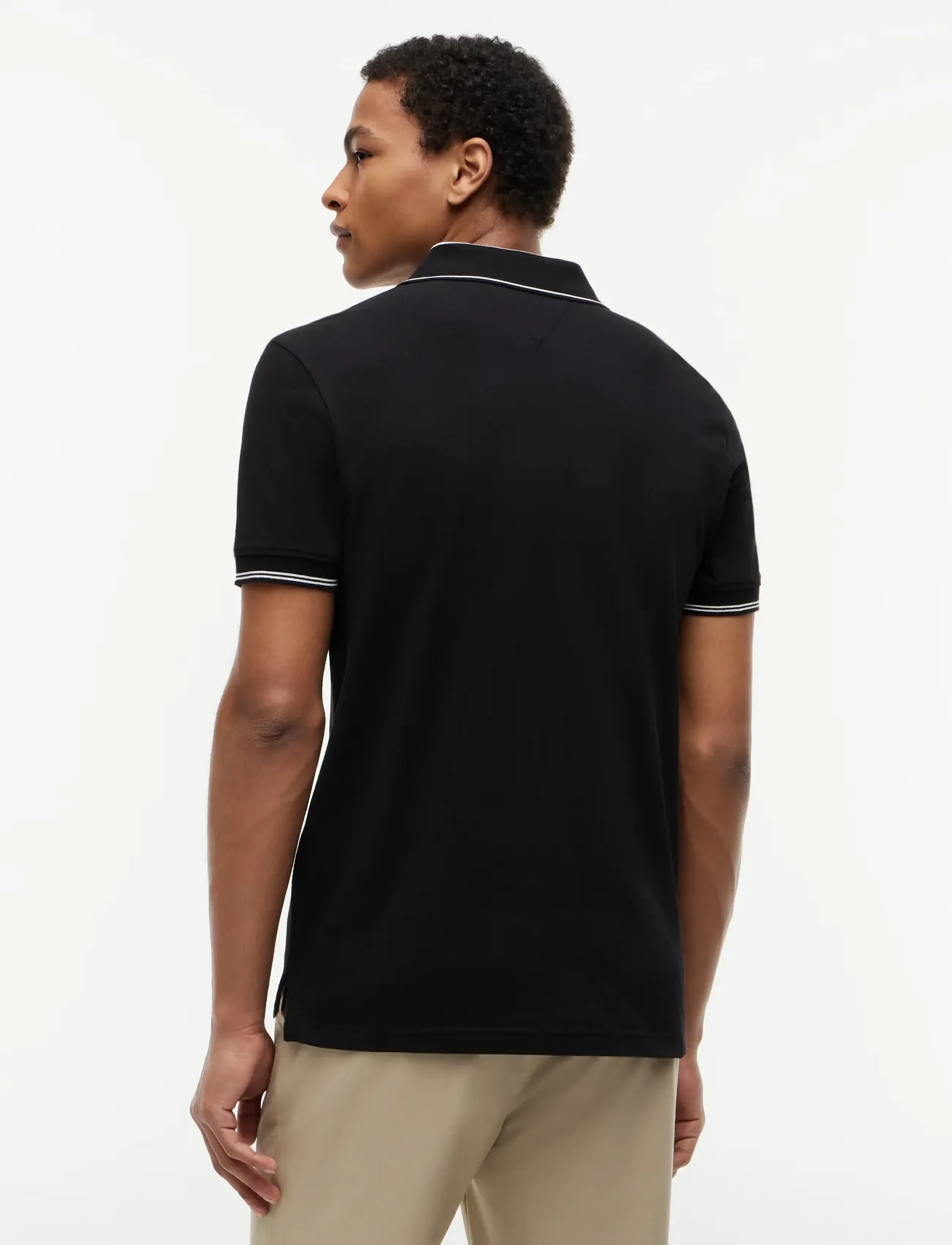 Tommy Hilfiger - STRIPE UNDERCLLR PIQUE REG POLO - kortärmade pikéer - black - 2