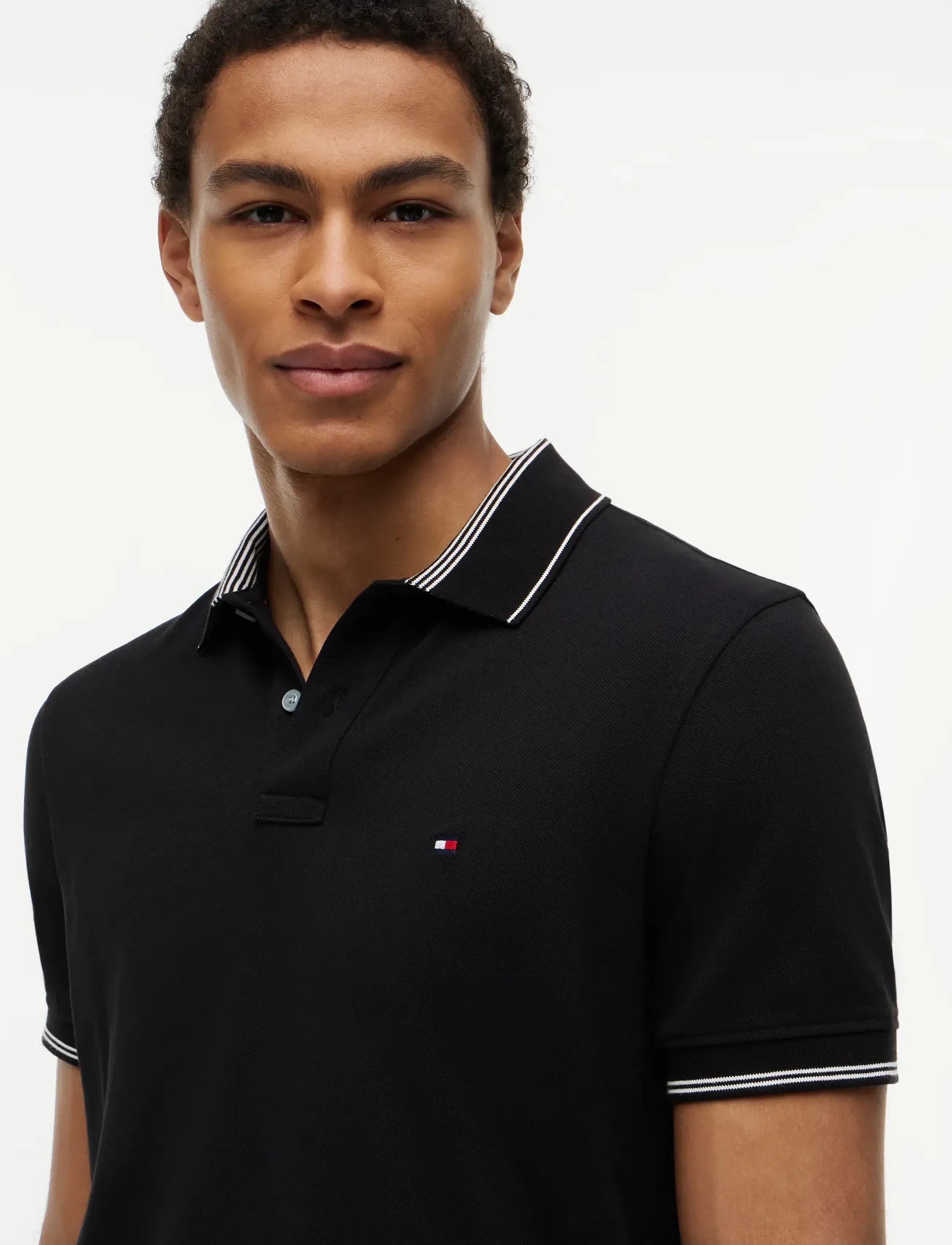Tommy Hilfiger - STRIPE UNDERCLLR PIQUE REG POLO - kortärmade pikéer - black - 3