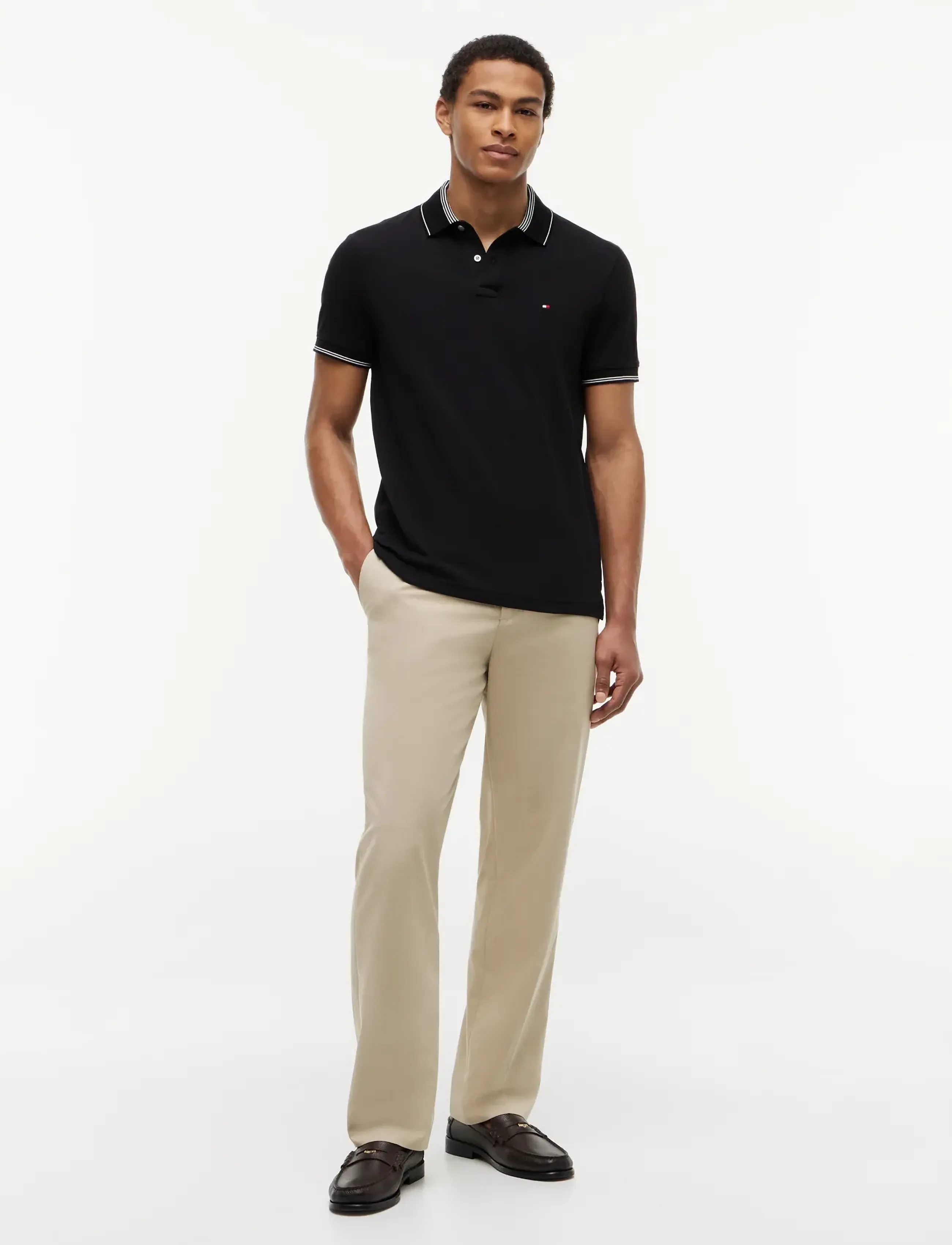 Tommy Hilfiger - STRIPE UNDERCLLR PIQUE REG POLO - kortärmade pikéer - black - 4