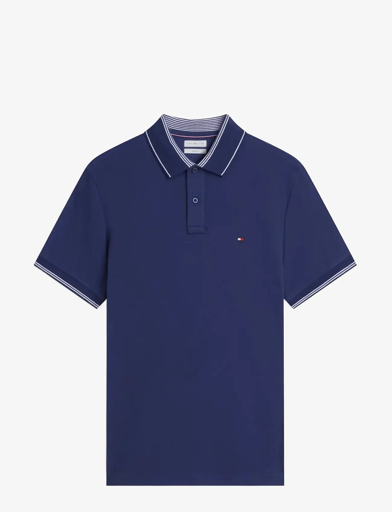 Tommy Hilfiger - STRIPE UNDERCLLR PIQUE REG POLO - kortærmede poloer - carbon navy - 1