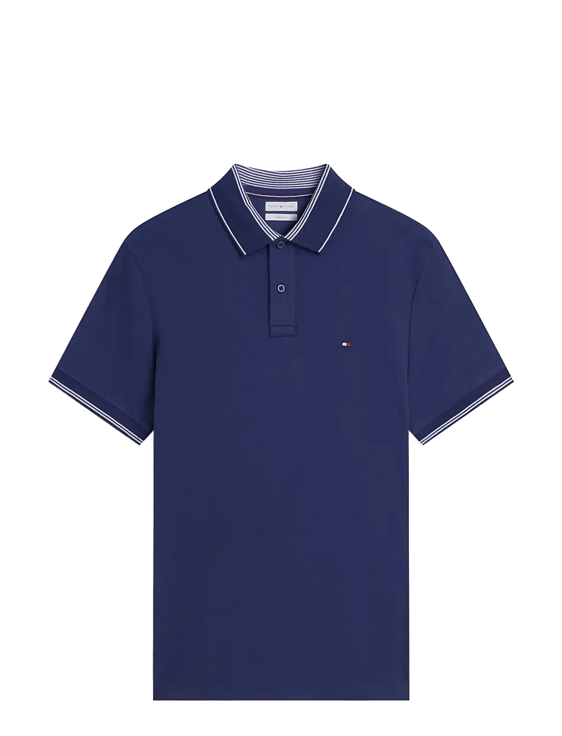 Tommy Hilfiger - STRIPE UNDERCLLR PIQUE REG POLO - kortærmede poloer - carbon navy - 1