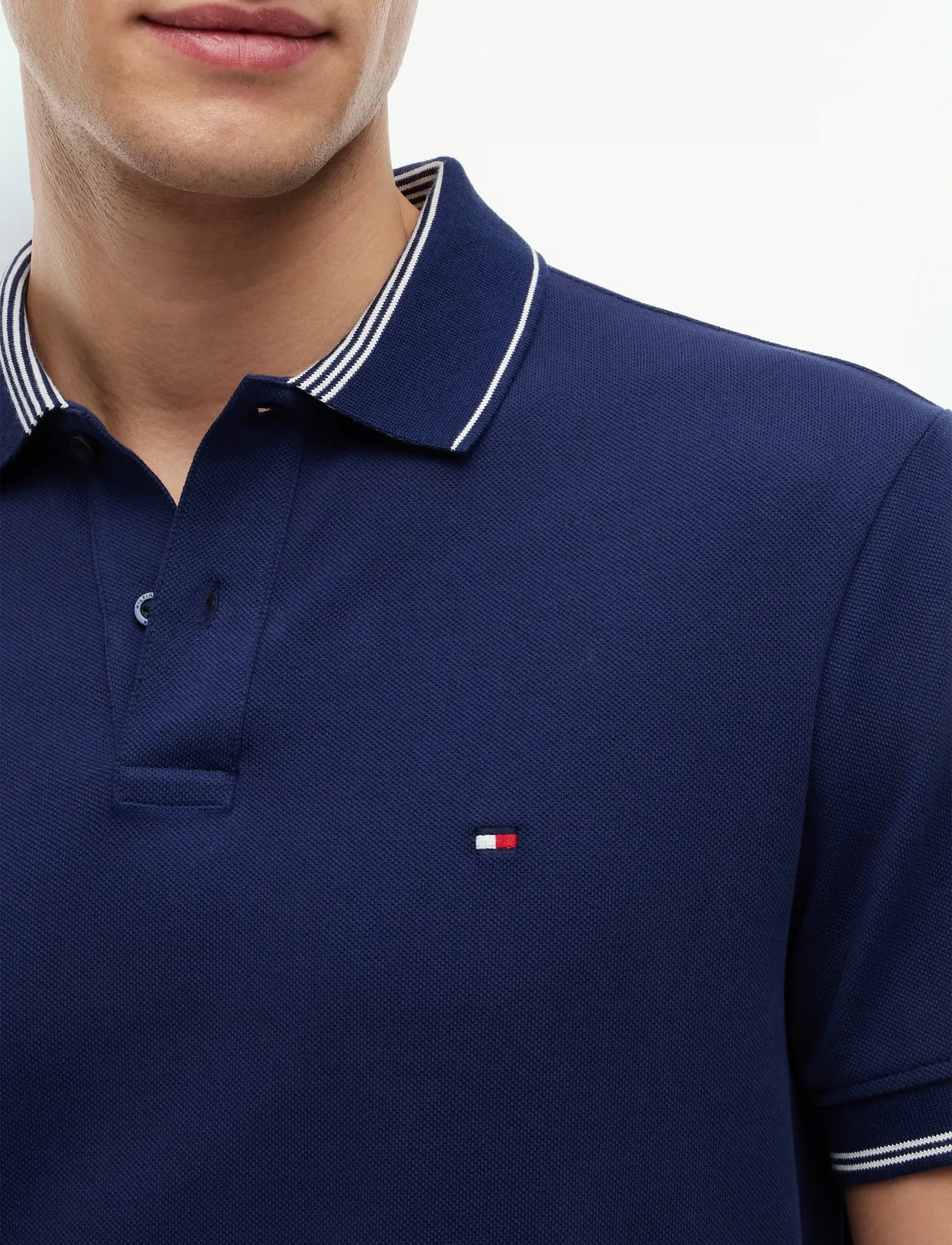 Tommy Hilfiger - STRIPE UNDERCLLR PIQUE REG POLO - krótki rękaw - carbon navy - 3