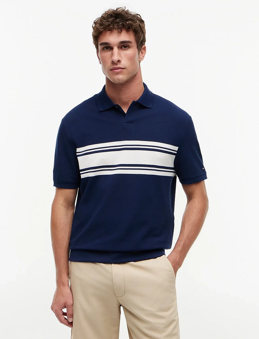 Tommy Hilfiger - PLACED BRETON CLASSIC FIT POLO - lühikeste varrukatega polod - carbon navy - 0
