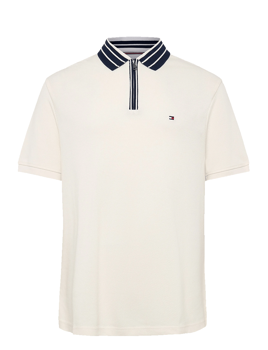 Tommy Hilfiger - ZIP PLACKET CLASSIC - langärmlige strick-polohemden - ivory petal - 1