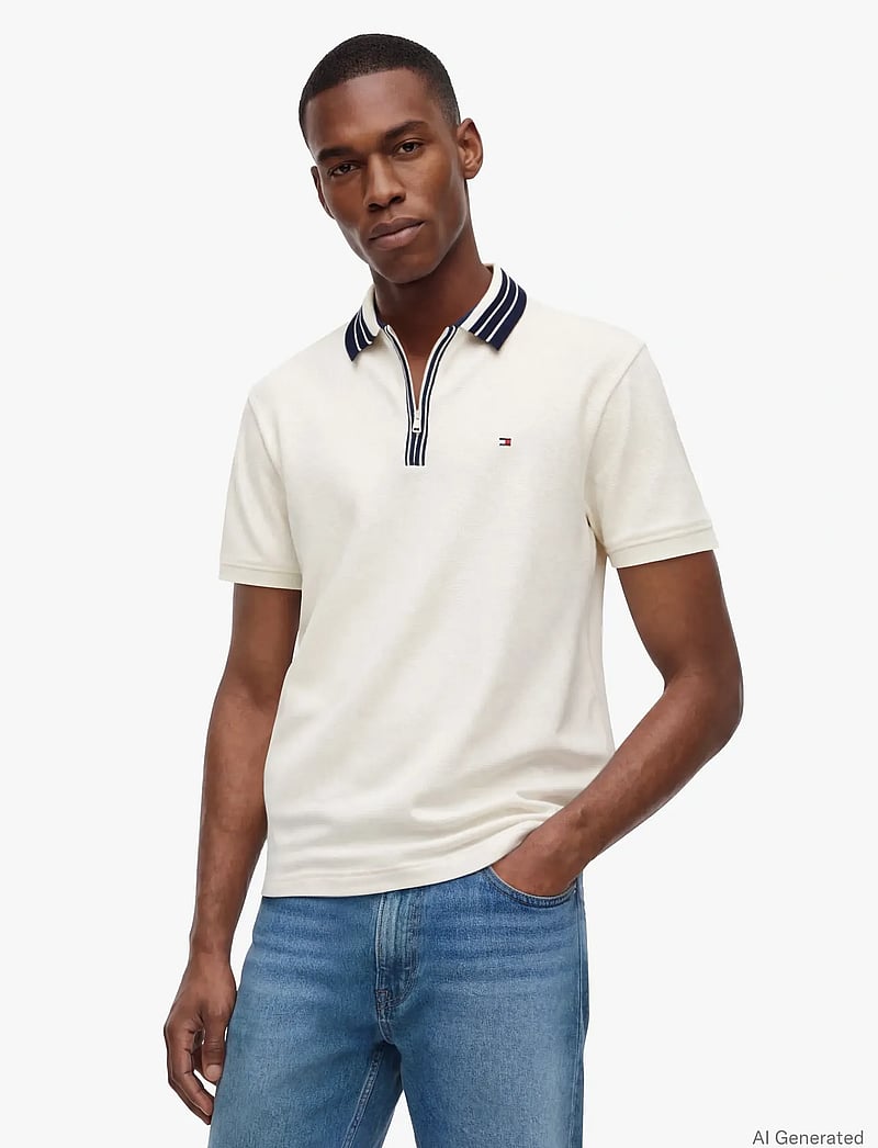 Tommy Hilfiger - ZIP PLACKET CLASSIC - knitted polos - ivory petal - 0