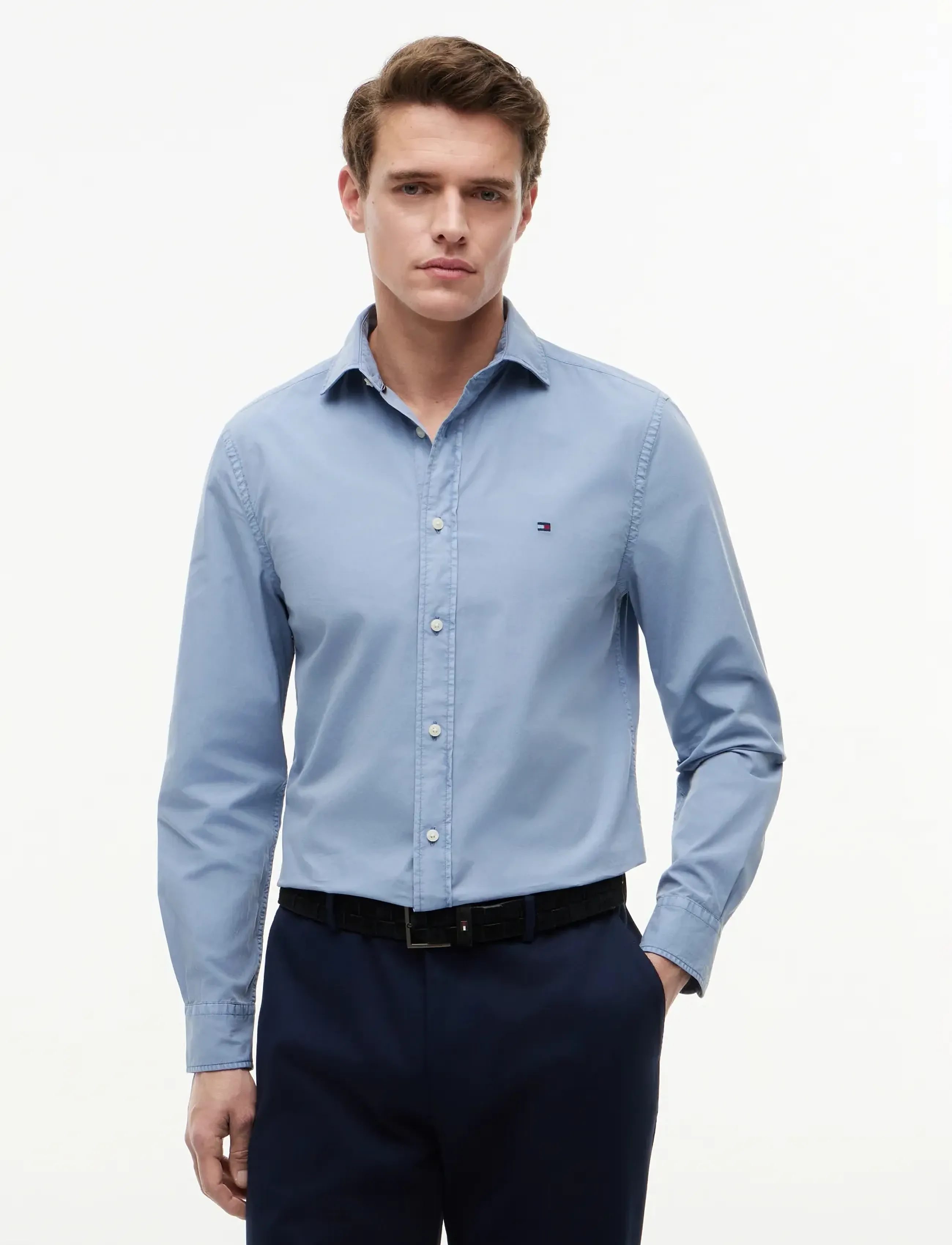 Tommy Hilfiger GMD POPLIN SEMI SPREAD RF SHT - Tommy Hilfiger - BRISK BLUE / blue