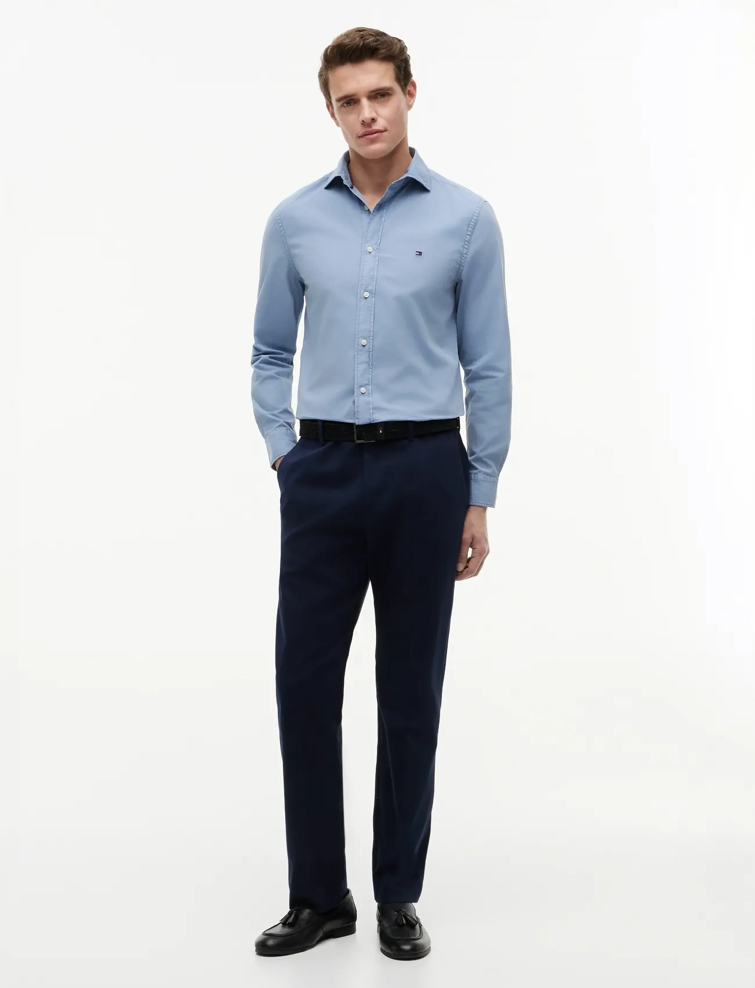 Tommy Hilfiger - GMD POPLIN SEMI SPREAD RF SHT - casual skjortor - brisk blue - 4