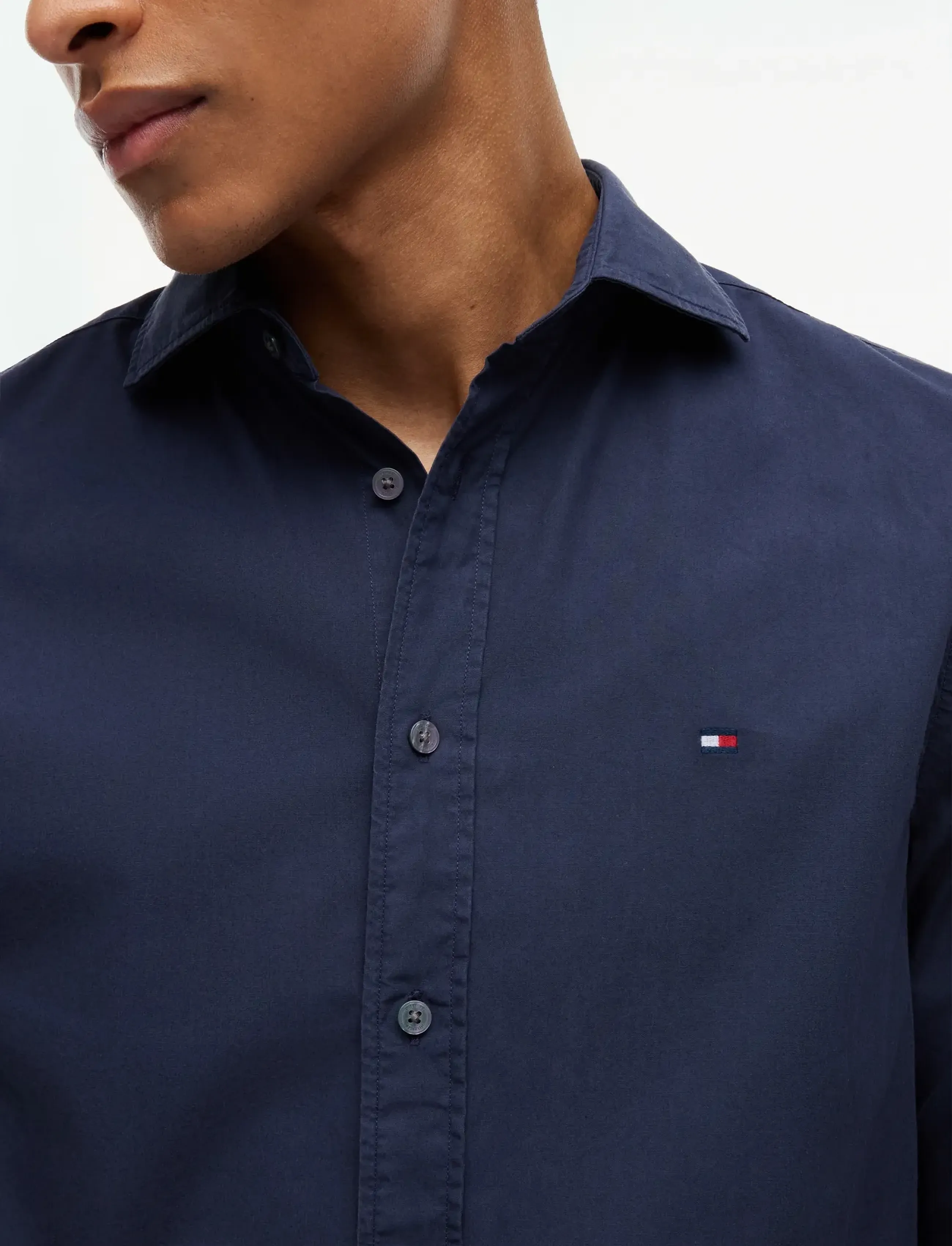 Tommy Hilfiger - GMD POPLIN SEMI SPREAD RF SHT - vabaajasärgid - carbon navy - 3