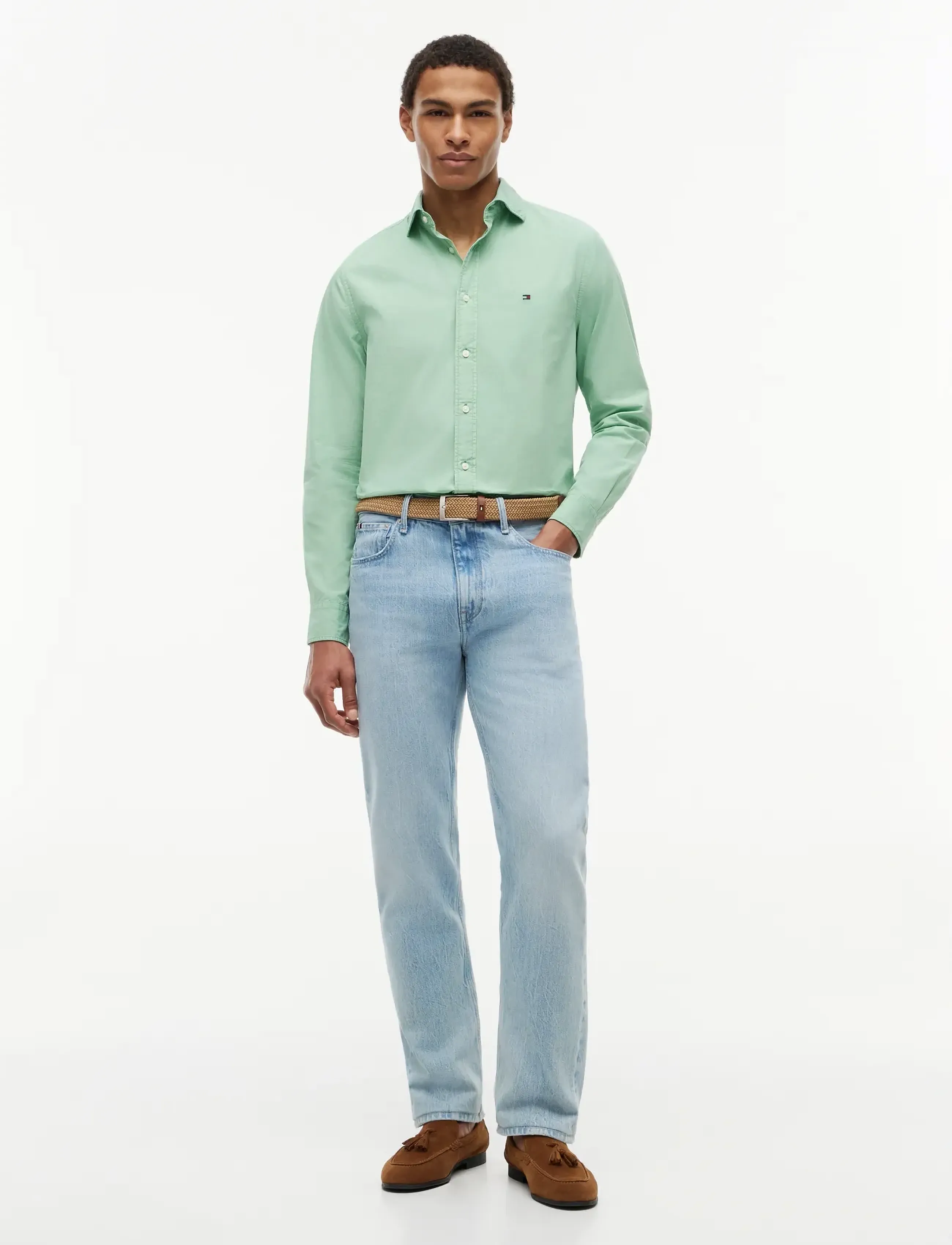 Tommy Hilfiger - GMD POPLIN SEMI SPREAD RF SHT - casual skjortor - cut grass - 4
