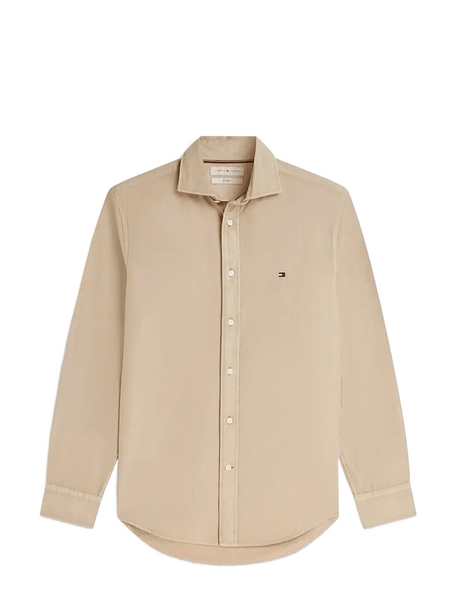 Tommy Hilfiger - GMD POPLIN SEMI SPREAD RF SHT - casual skjortor - sandalwood - 1