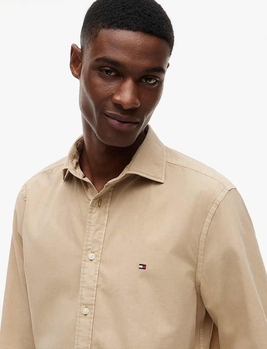 Tommy Hilfiger - GMD POPLIN SEMI SPREAD RF SHT - casual skjortor - sandalwood - 3