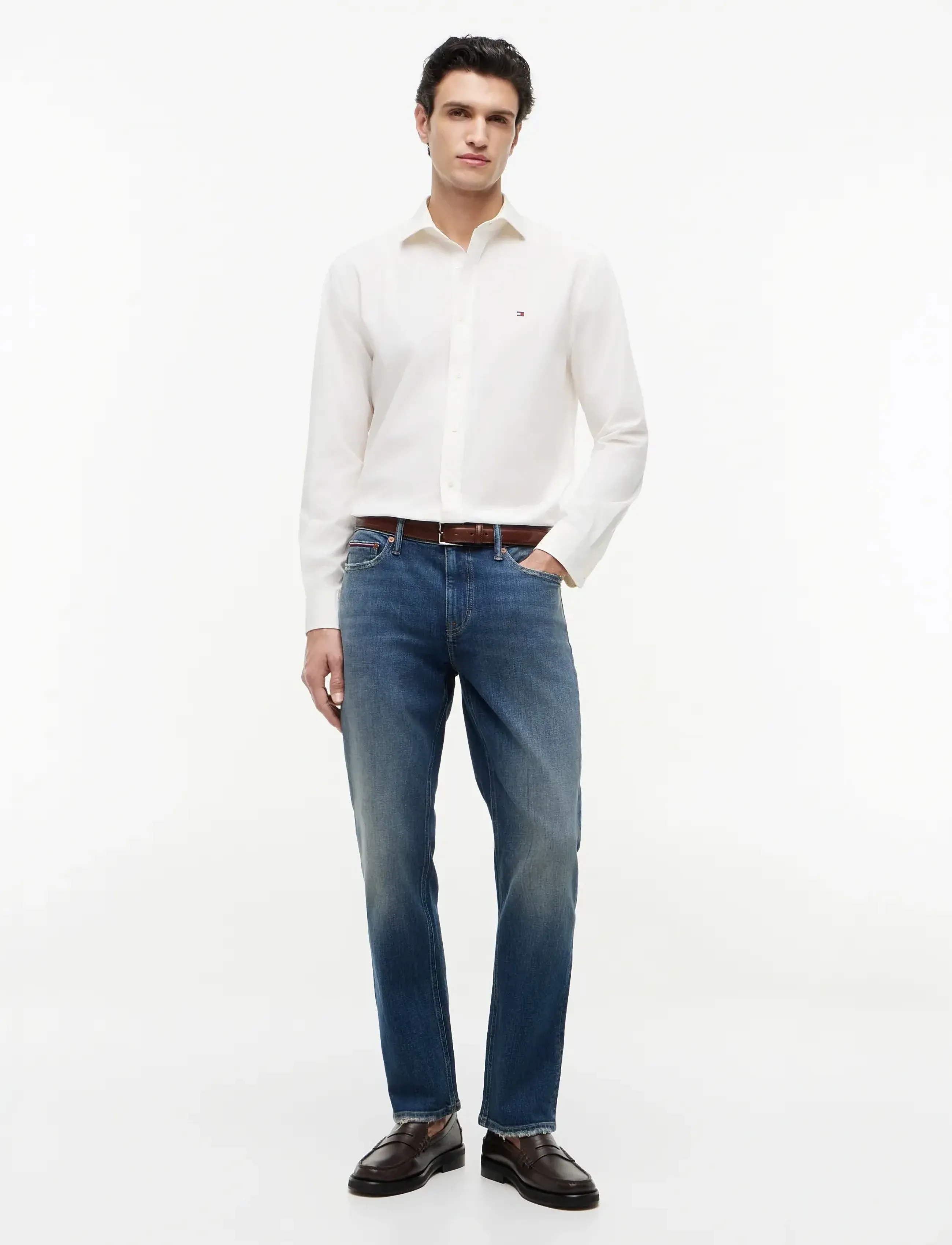 Tommy Hilfiger - GMD POPLIN SEMI SPREAD RF SHT - casual skjortor - white - 4
