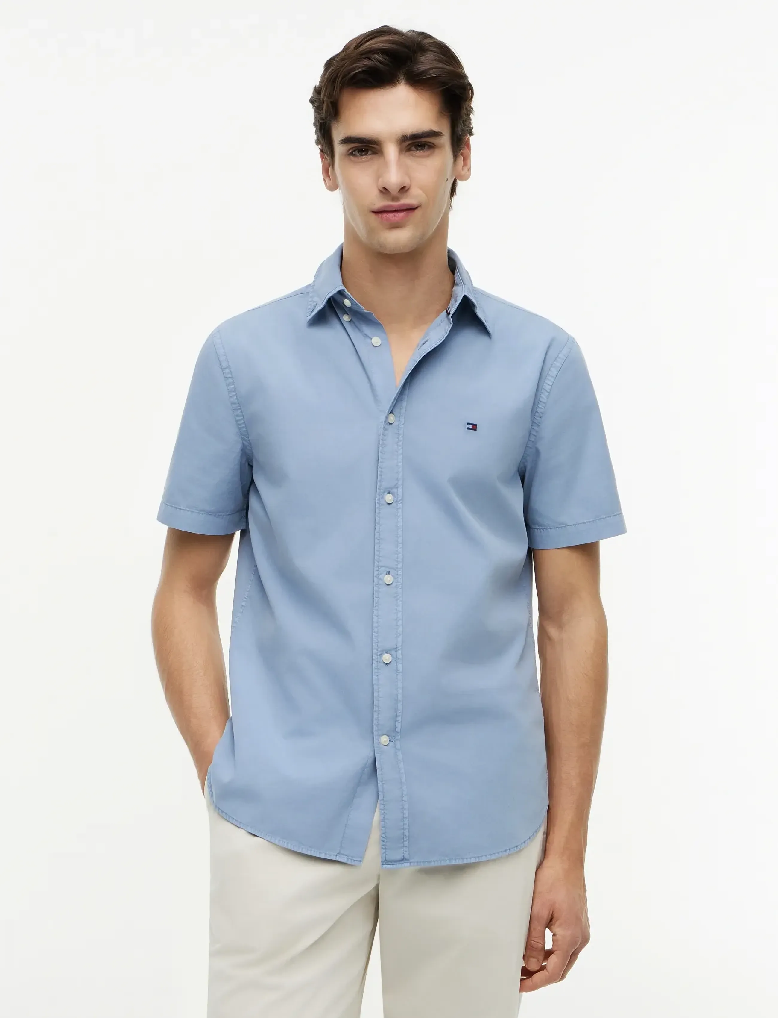 Tommy Hilfiger GMD POPLIN BTD S/S SHIRT - Tommy Hilfiger - BRISK BLUE / blue