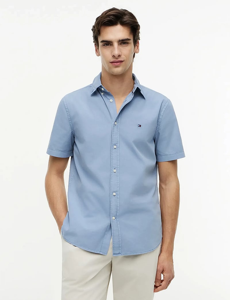 Tommy Hilfiger - GMD POPLIN BTD S/S SHIRT - kortærmede skjorter - brisk blue - 0