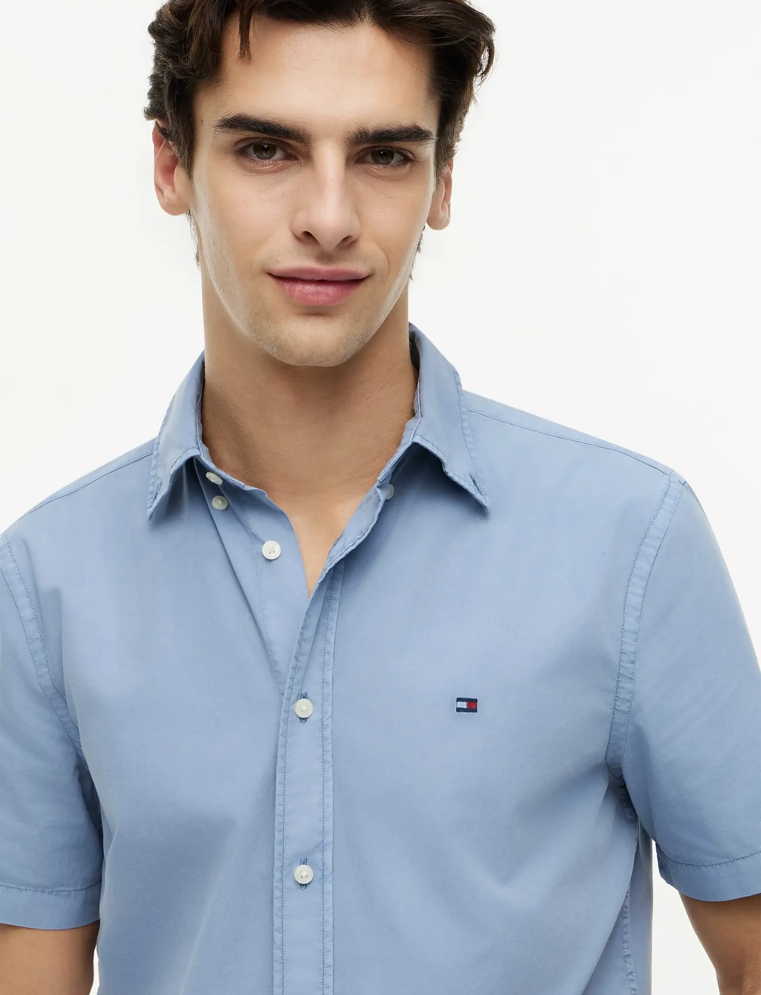 Tommy Hilfiger - GMD POPLIN BTD S/S SHIRT - kurzarmhemden - brisk blue - 3