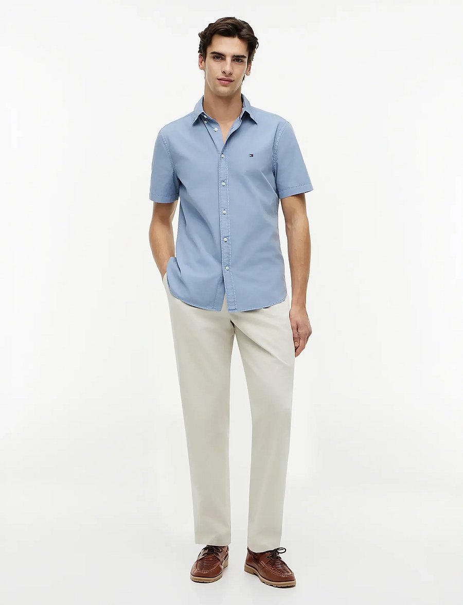 Tommy Hilfiger - GMD POPLIN BTD S/S SHIRT - kurzarmhemden - brisk blue - 4