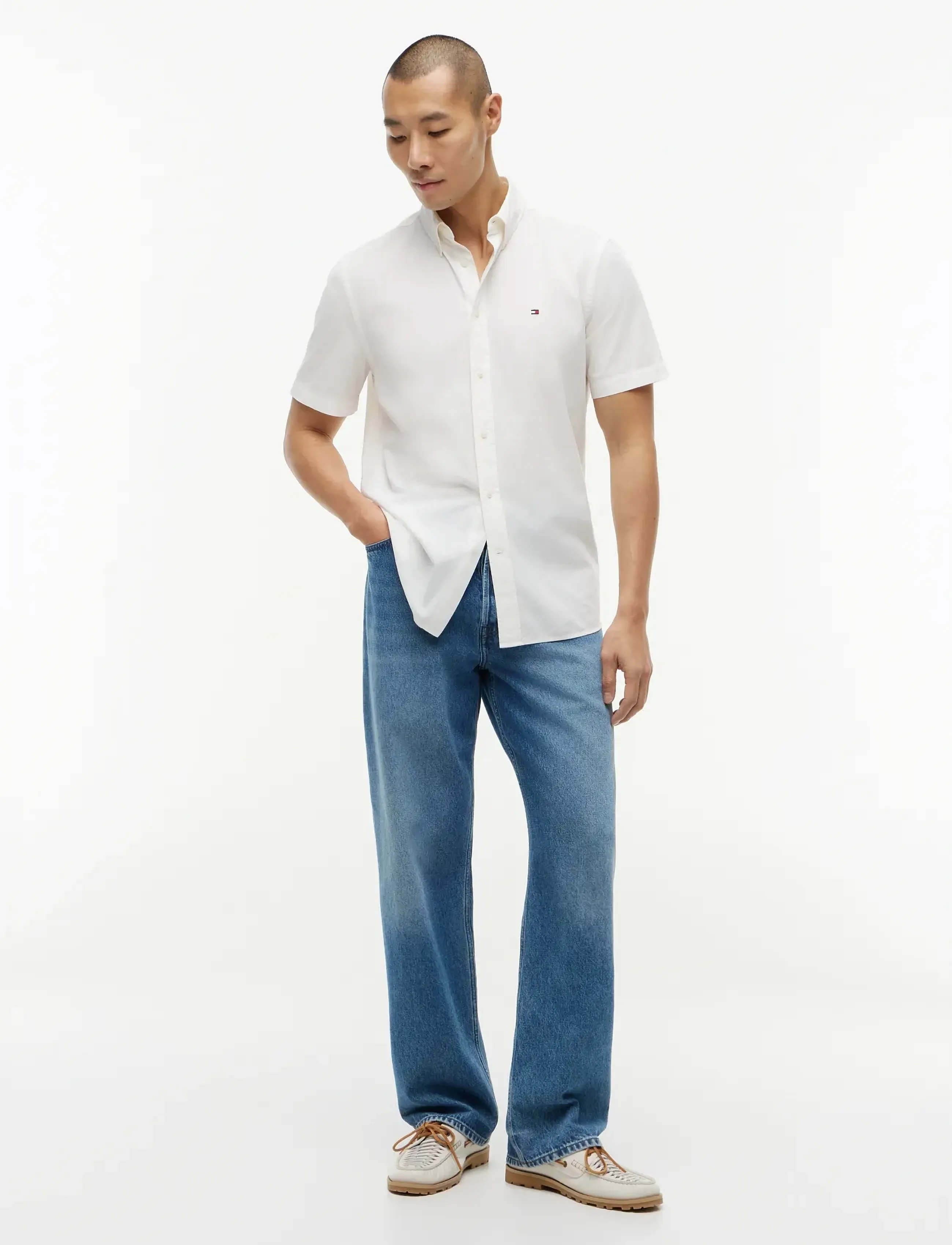 Tommy Hilfiger - GMD POPLIN BTD S/S SHIRT - kurzarmhemden - white - 4