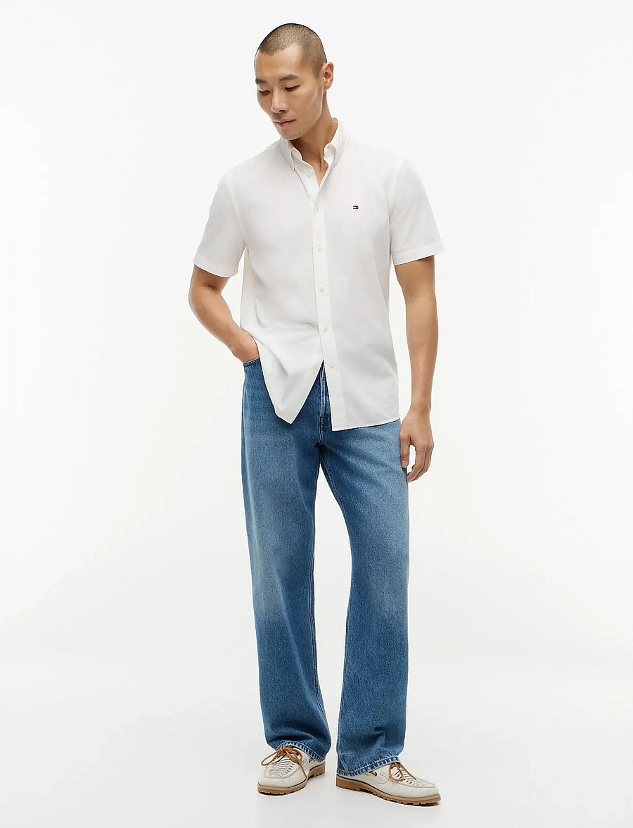 Tommy Hilfiger - GMD POPLIN BTD S/S SHIRT - kurzarmhemden - white - 4