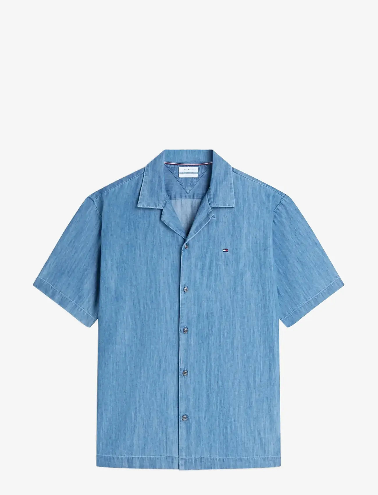 Tommy Hilfiger - DENIM CAMP COLLAR SHIRT - short-sleeved shirts - mid blue denim - 1