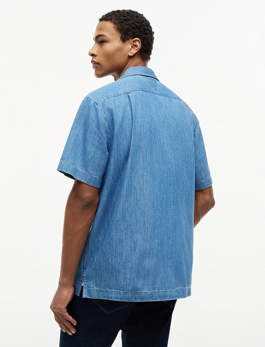 Tommy Hilfiger - DENIM CAMP COLLAR SHIRT - kortärmade skjortor - mid blue denim - 2
