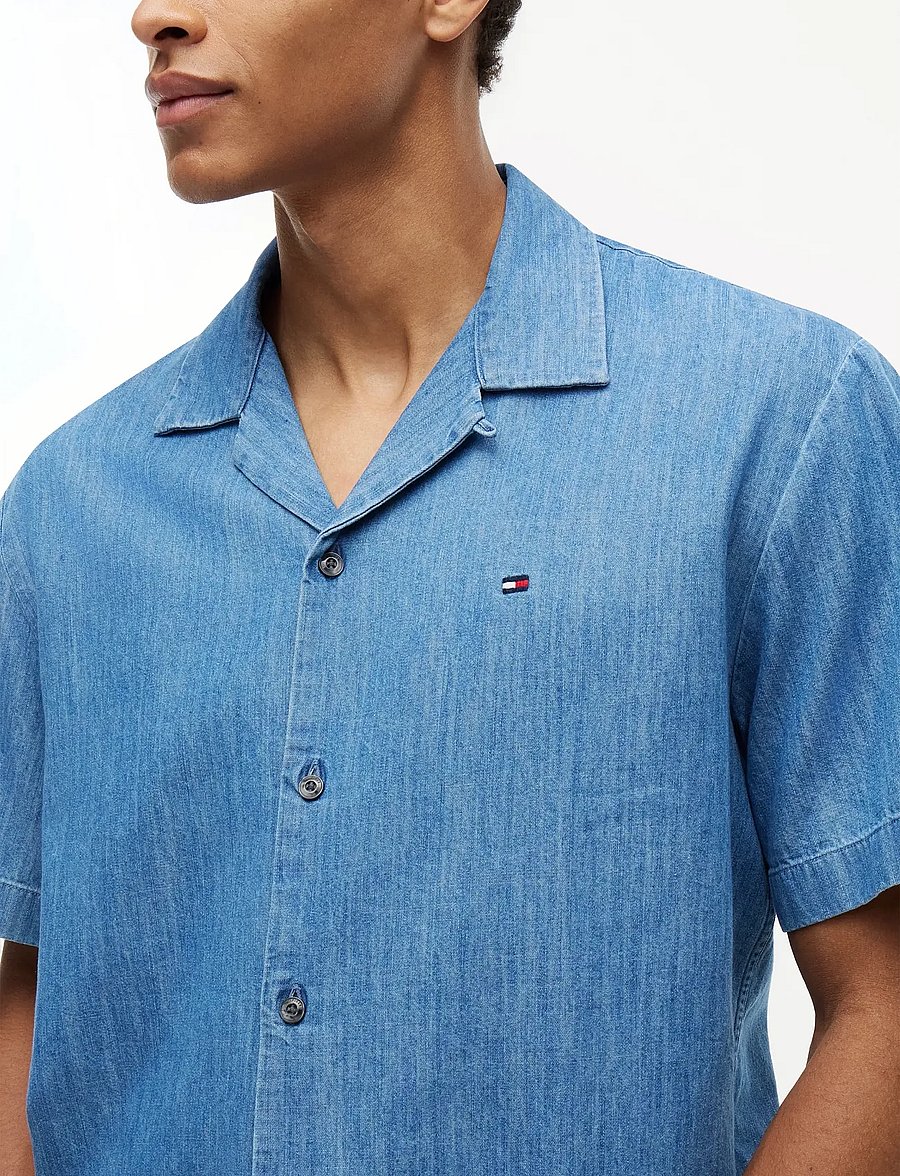 Tommy Hilfiger - DENIM CAMP COLLAR SHIRT - kortärmade skjortor - mid blue denim - 3