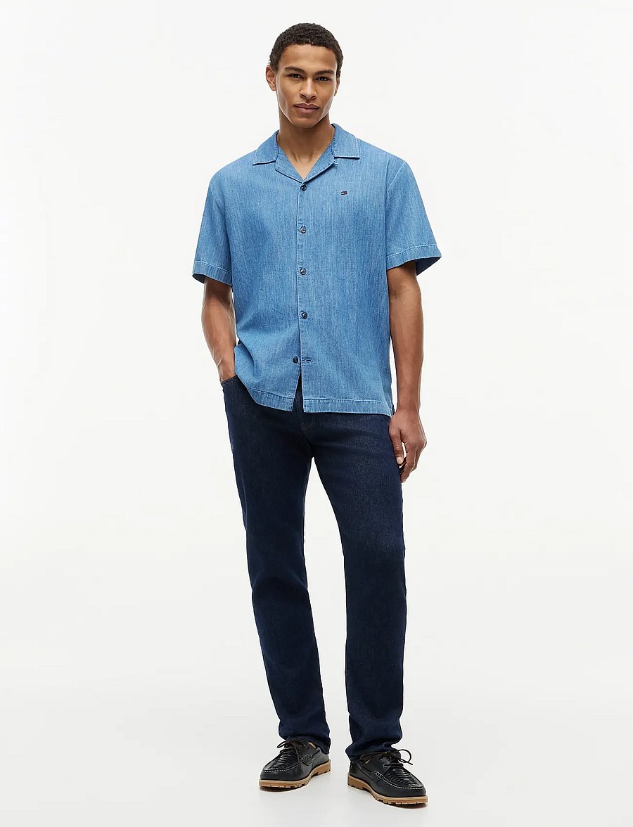 Tommy Hilfiger - DENIM CAMP COLLAR SHIRT - kortärmade skjortor - mid blue denim - 4