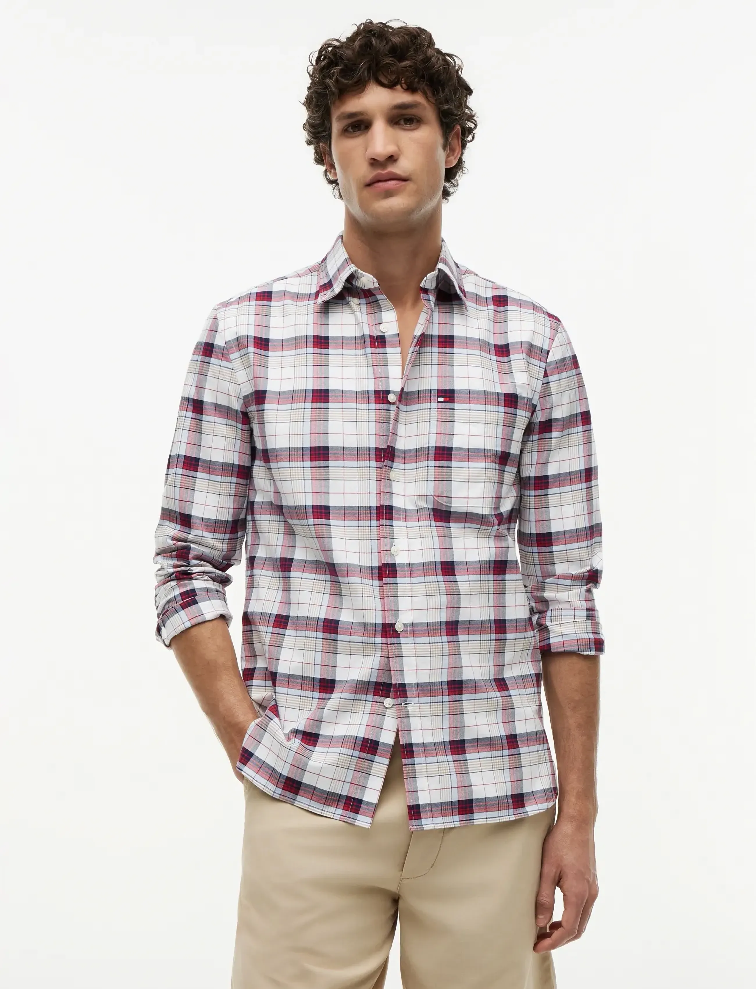 Tommy Hilfiger Heritage Oxford Medium Check, XS, Shirts, Weiß - Casual Männerswear