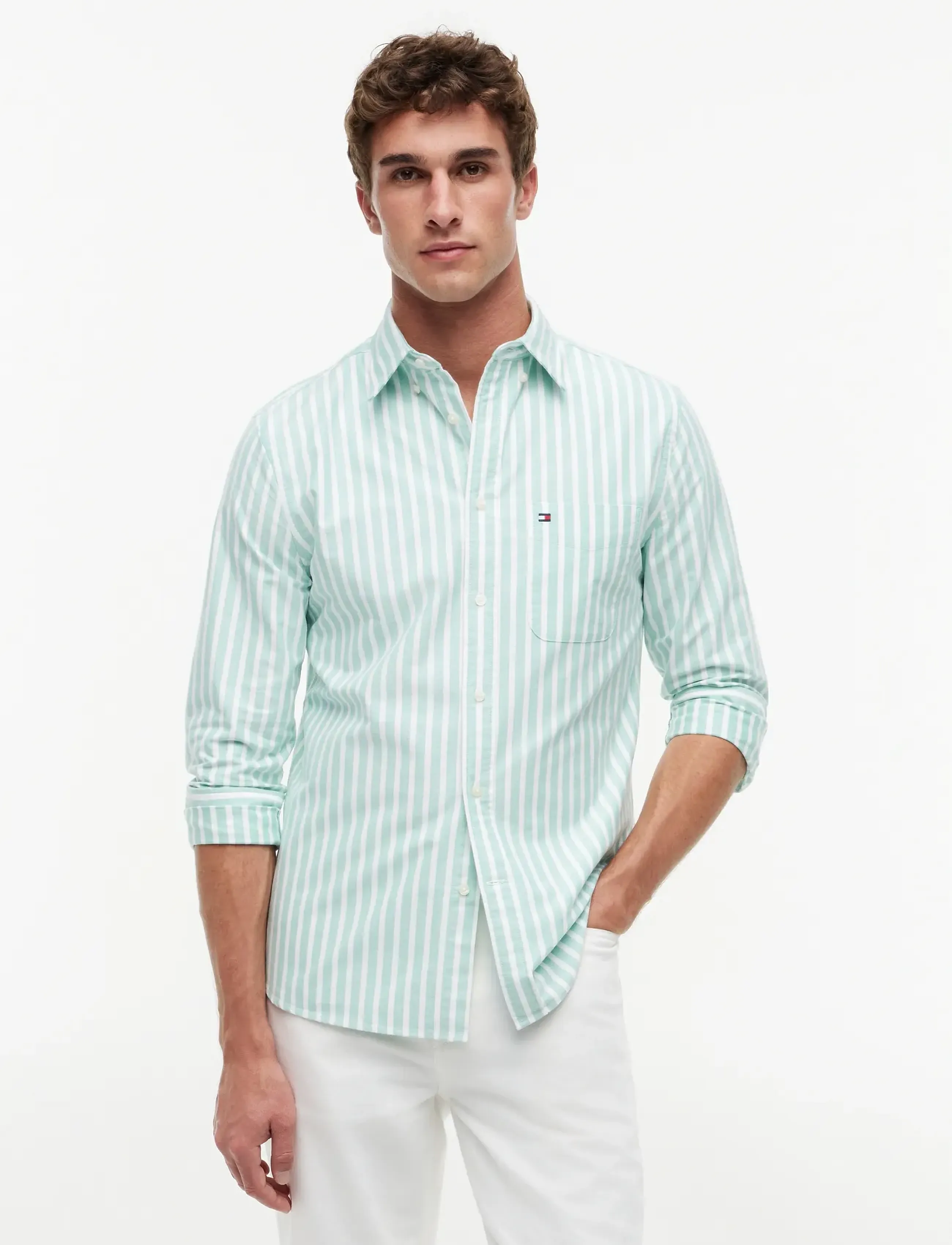 Tommy Hilfiger HERITAGE OXFORD SEASONAL STP - Skjorter - JADE WINK   STRIPE / green