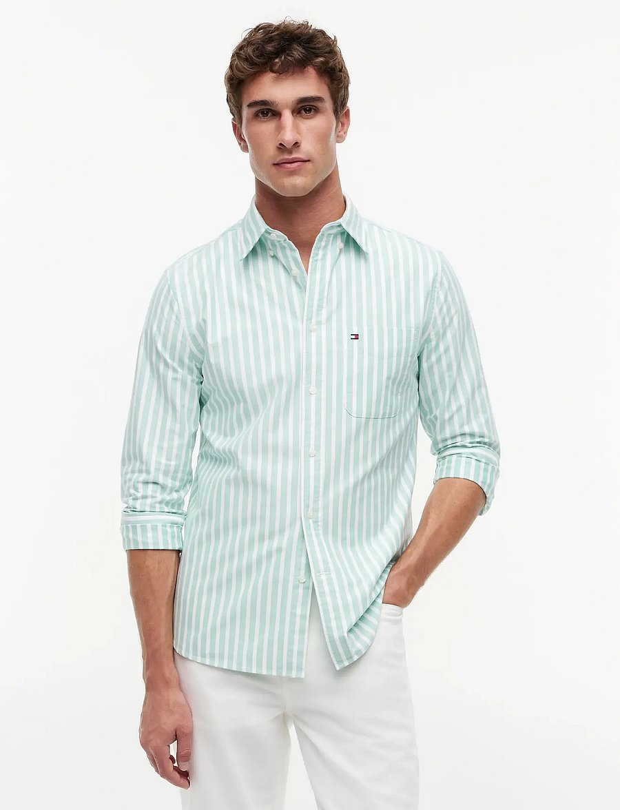 Tommy Hilfiger - HERITAGE OXFORD SEASONAL STP - triibulised särgid - jade wink stripe - 0