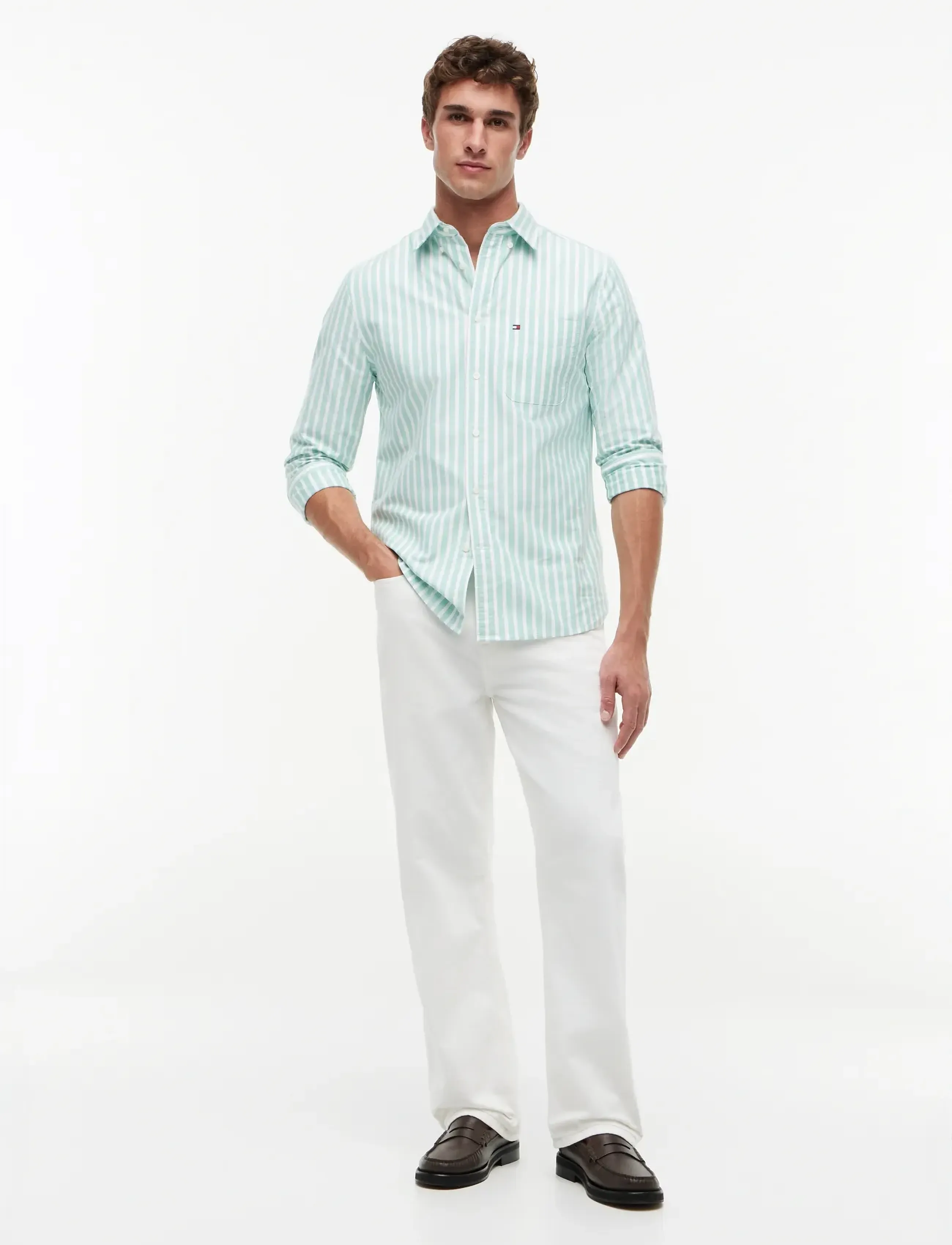Tommy Hilfiger - HERITAGE OXFORD SEASONAL STP - triibulised särgid - jade wink   stripe - 4