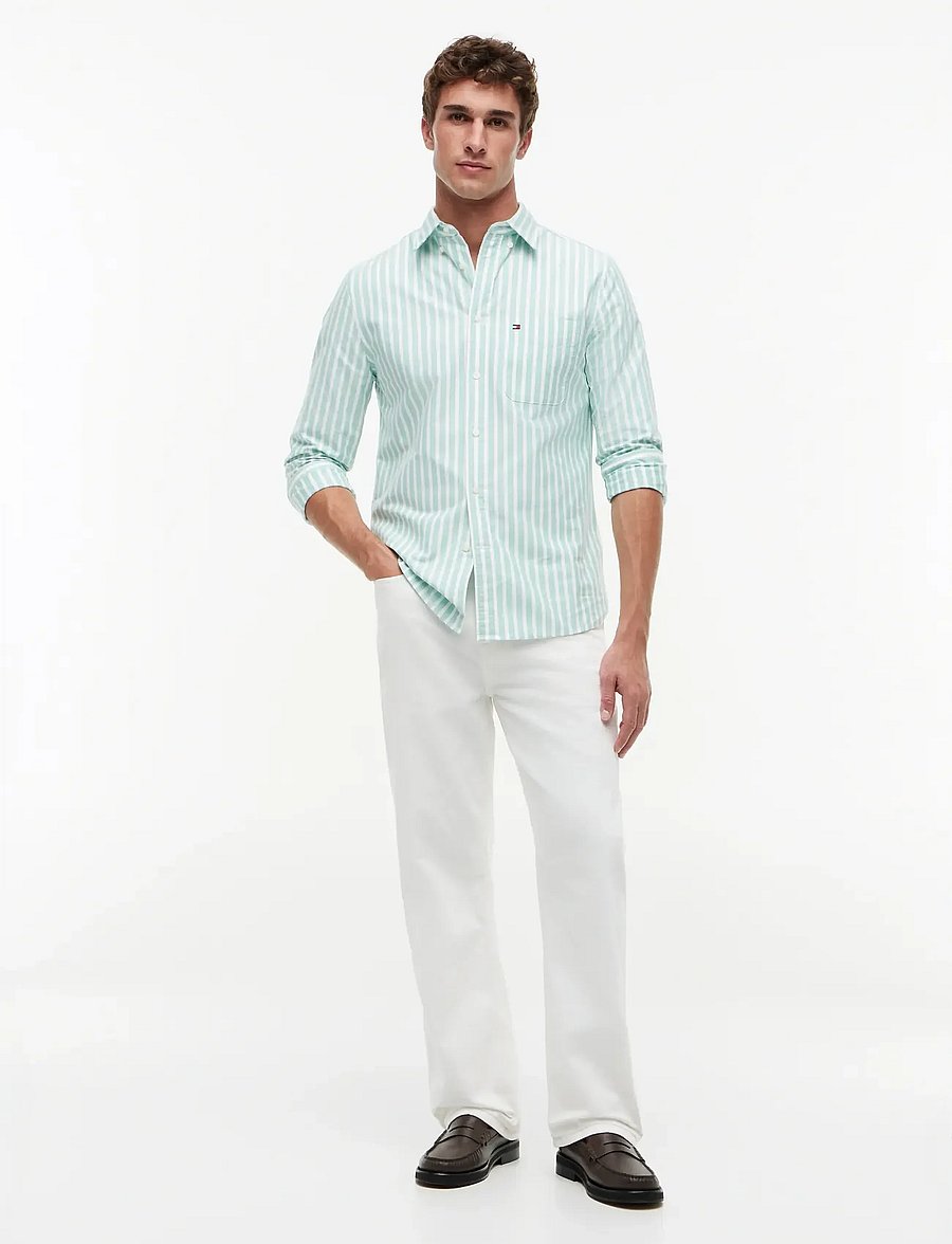 Tommy Hilfiger - HERITAGE OXFORD SEASONAL STP - triibulised särgid - jade wink stripe - 4
