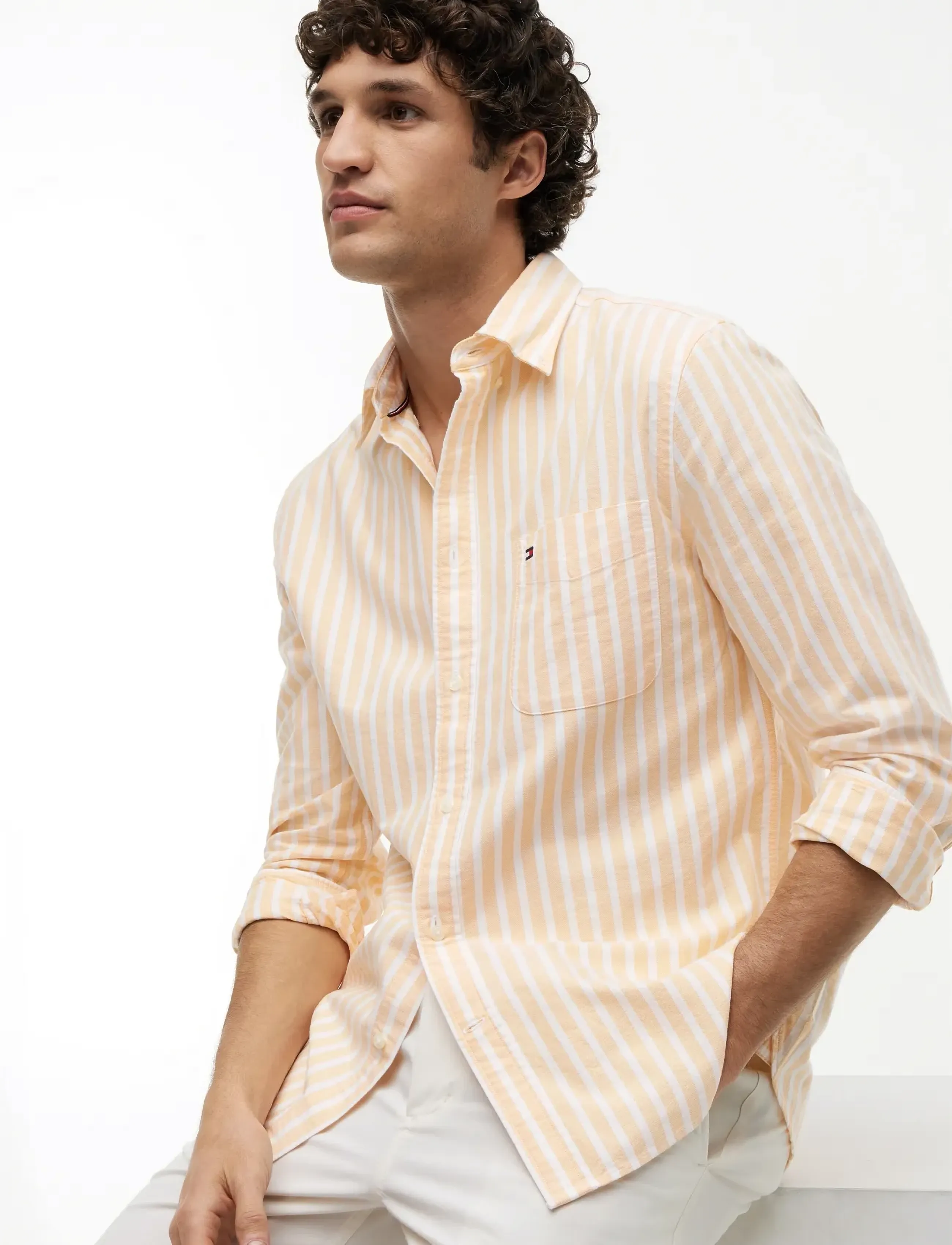 Tommy Hilfiger - HERITAGE OXFORD SEASONAL STP - koszule w paski i prążki - orange flash   stripe - 3